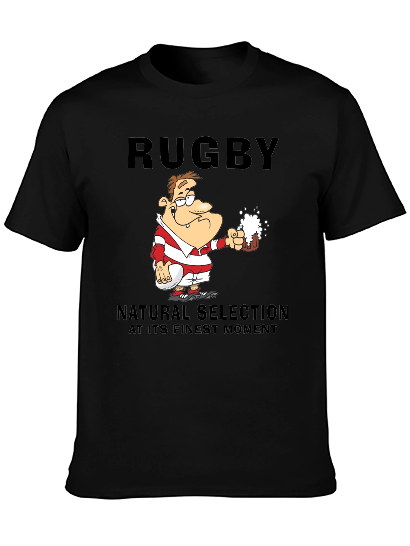 Rugby Beer T-Shirt: Natural Selection Humor Tee