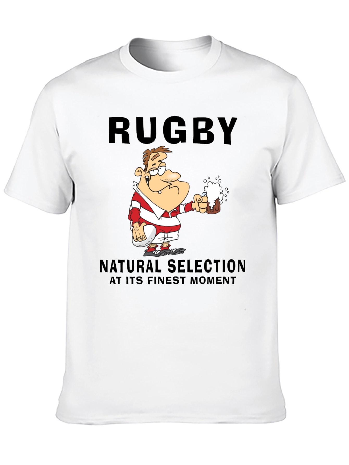 Rugby Beer T-Shirt: Natural Selection Humor Tee