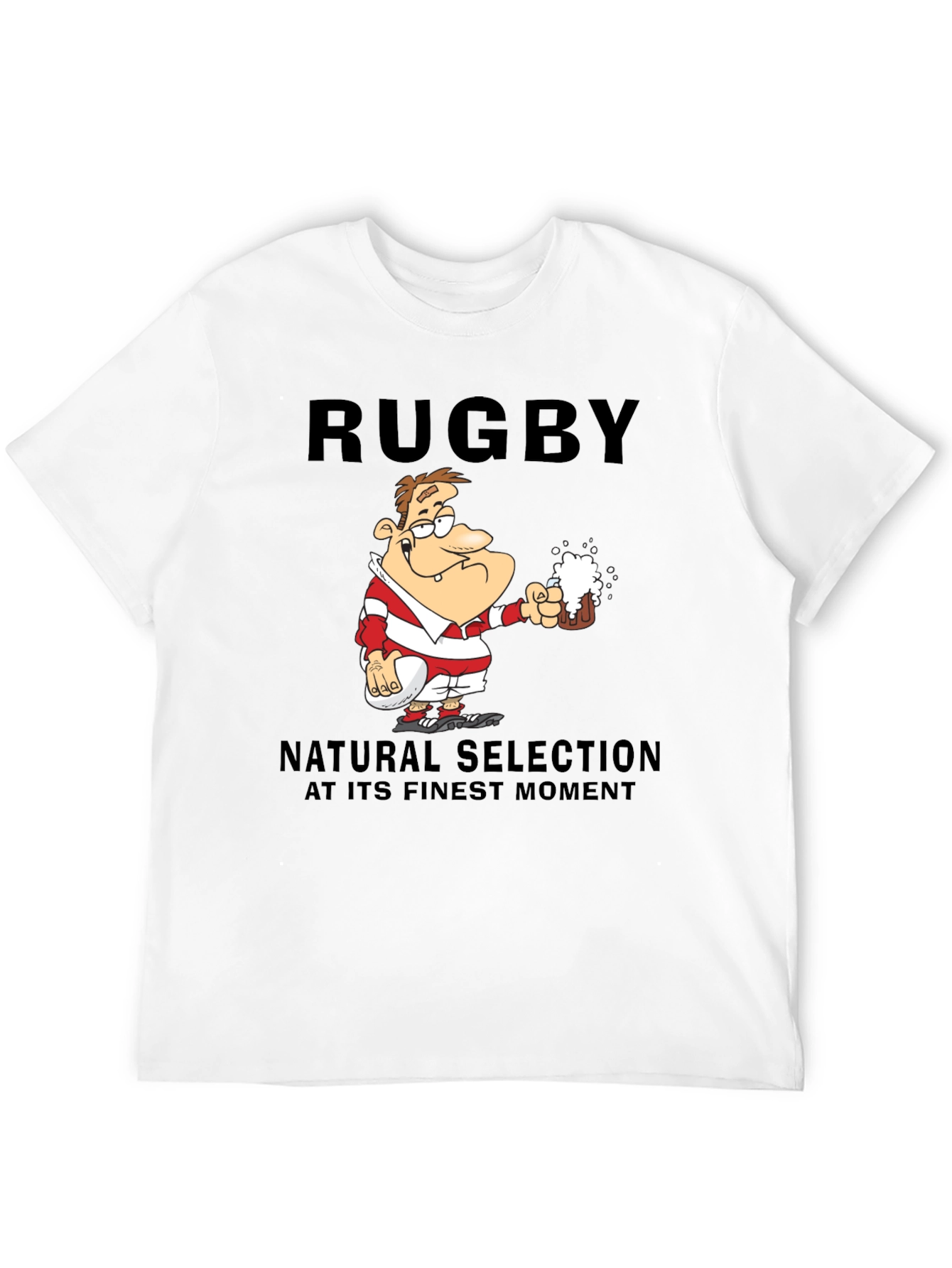 Rugby Beer T-Shirt: Natural Selection Humor Tee