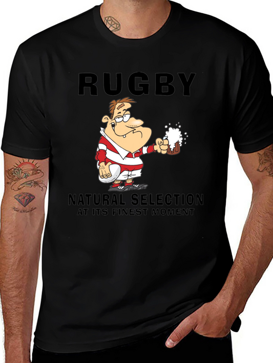 Rugby Beer T-Shirt: Natural Selection Humor Tee