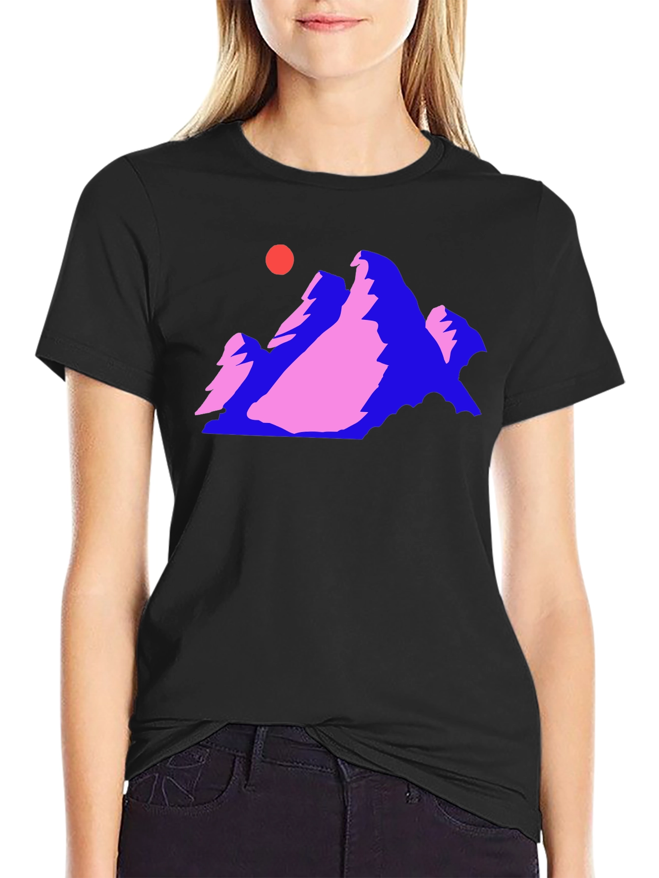 Retro Mountain Graphic Tee - Black Cotton Comfort
