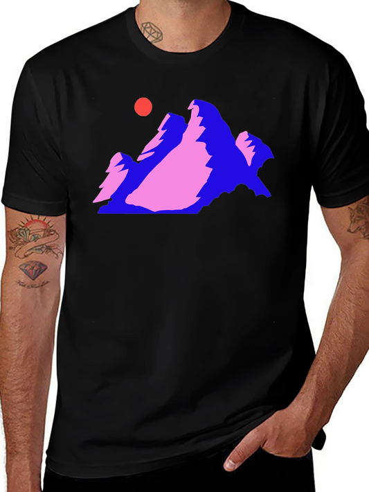 Retro Mountain Graphic Tee - Black Cotton Comfort
