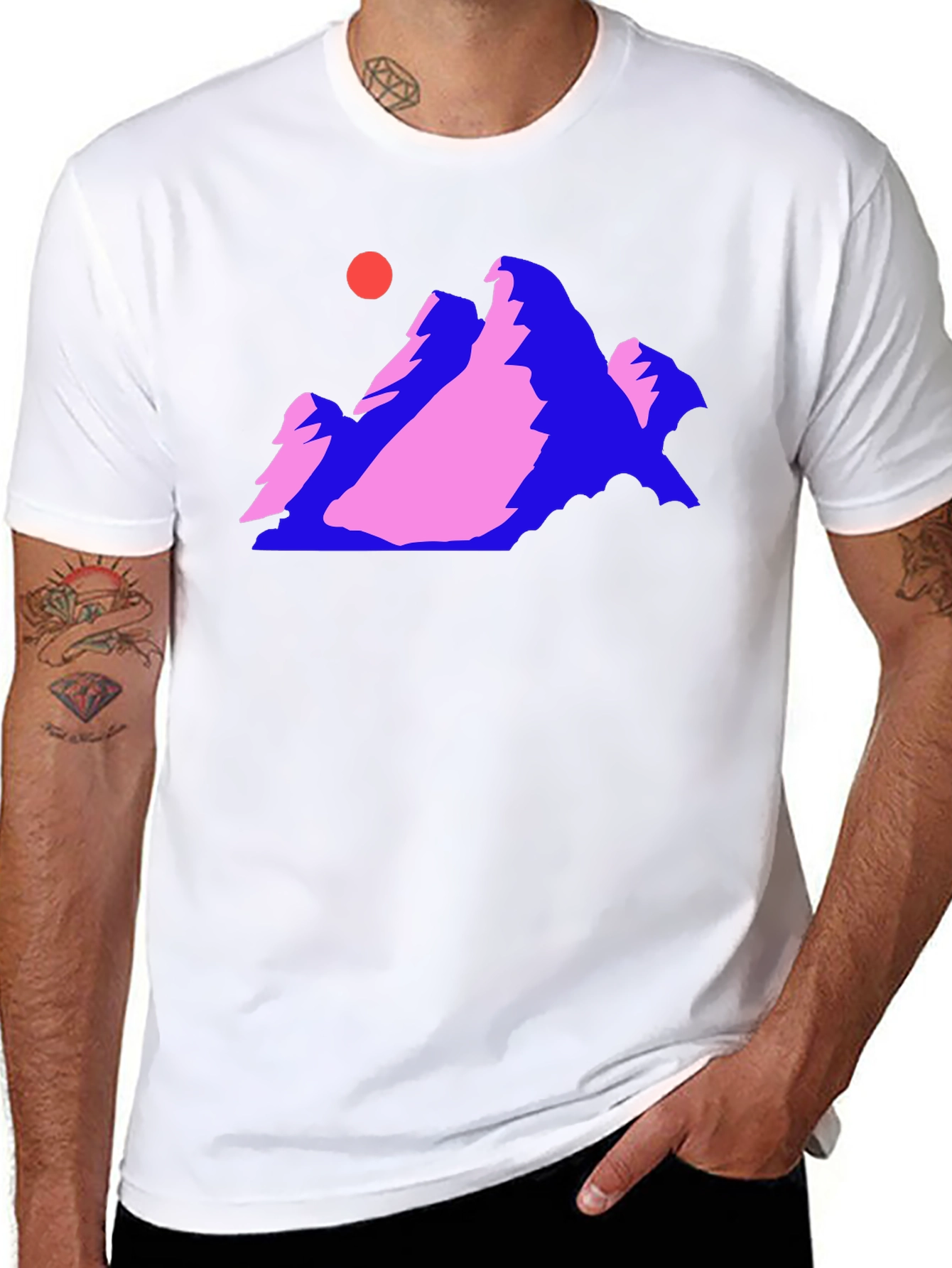 Retro Mountain Graphic Tee - Black Cotton Comfort