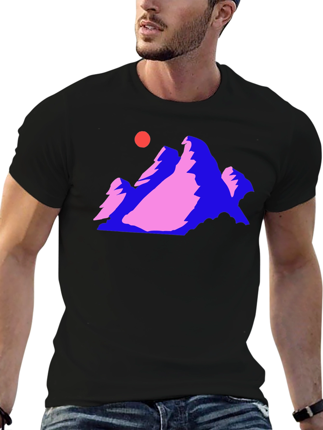 Retro Mountain Graphic Tee - Black Cotton Comfort