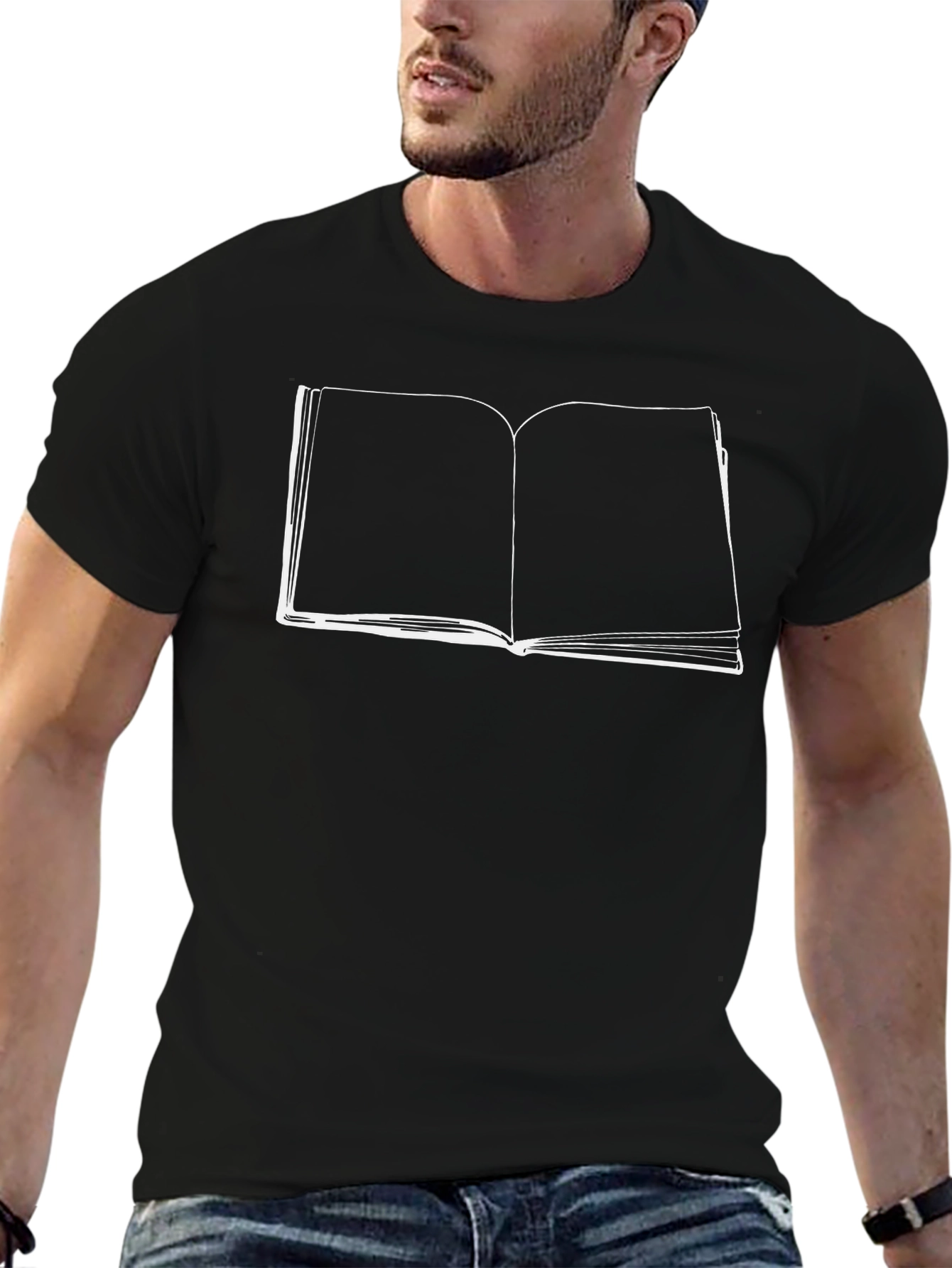 Open Book Graphic T-Shirt - Black Cotton Tee
