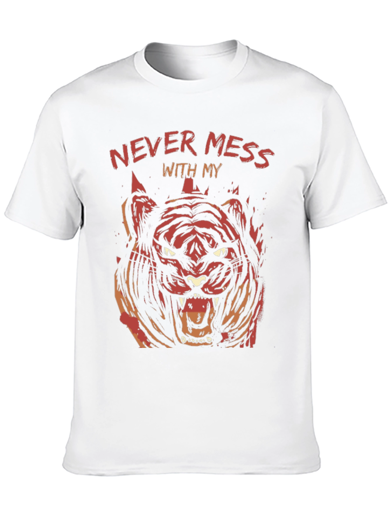 Mens Black Graphic Tee - Tiger Design