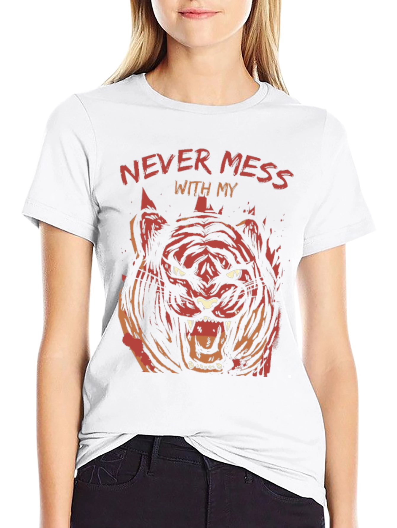 Mens Black Graphic Tee - Tiger Design