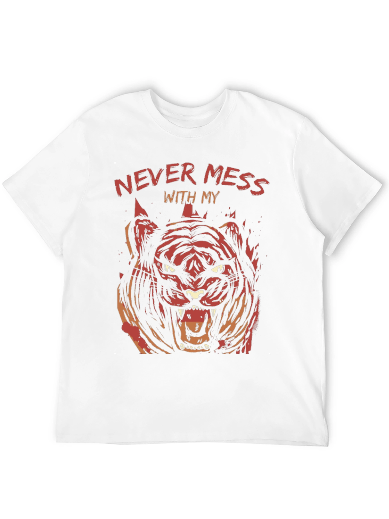 Mens Black Graphic Tee - Tiger Design