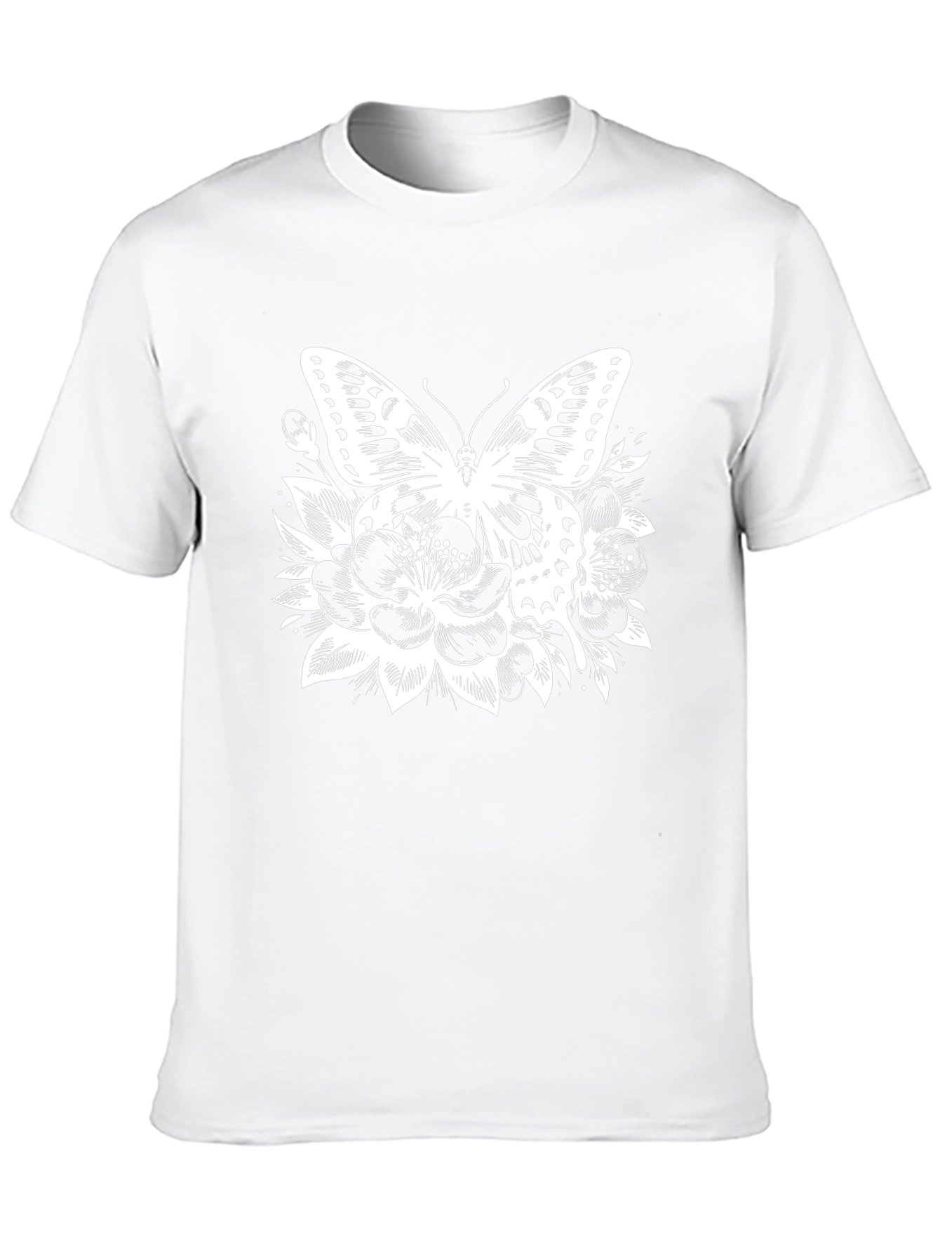 Butterfly Floral Print Black T-Shirt