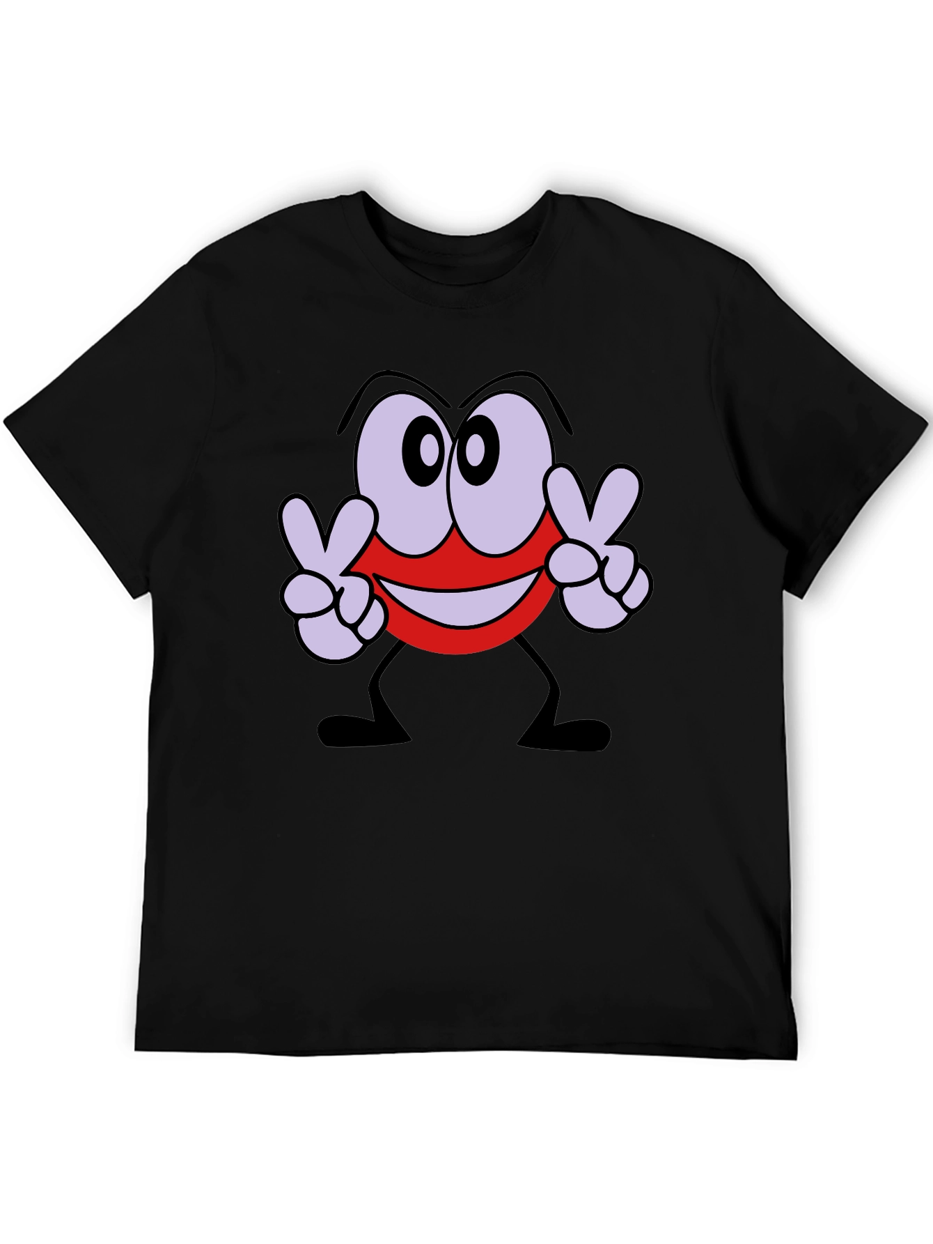 Peace Sign Cartoon Graphic Black T-Shirt