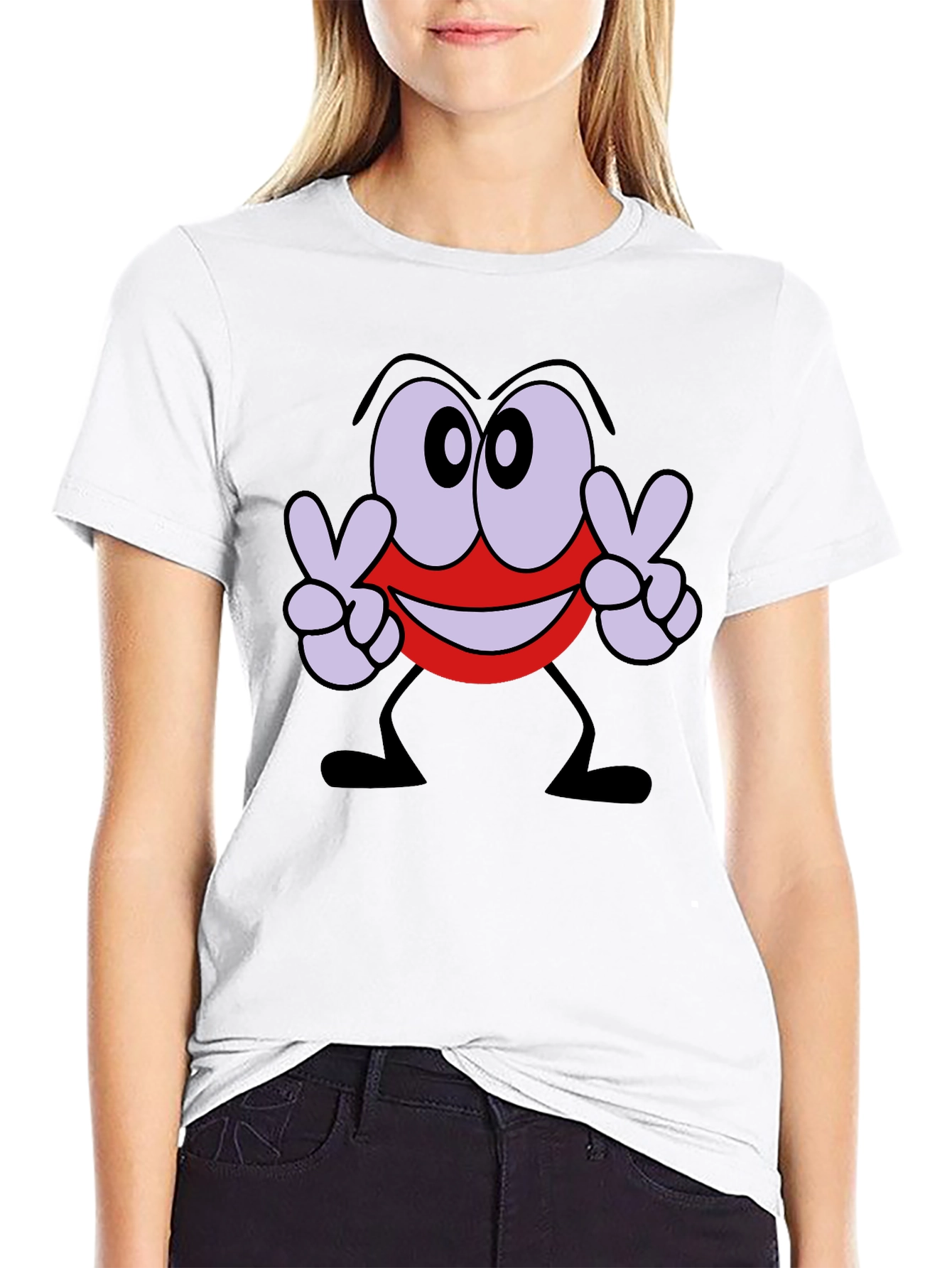 Peace Sign Cartoon Graphic Black T-Shirt