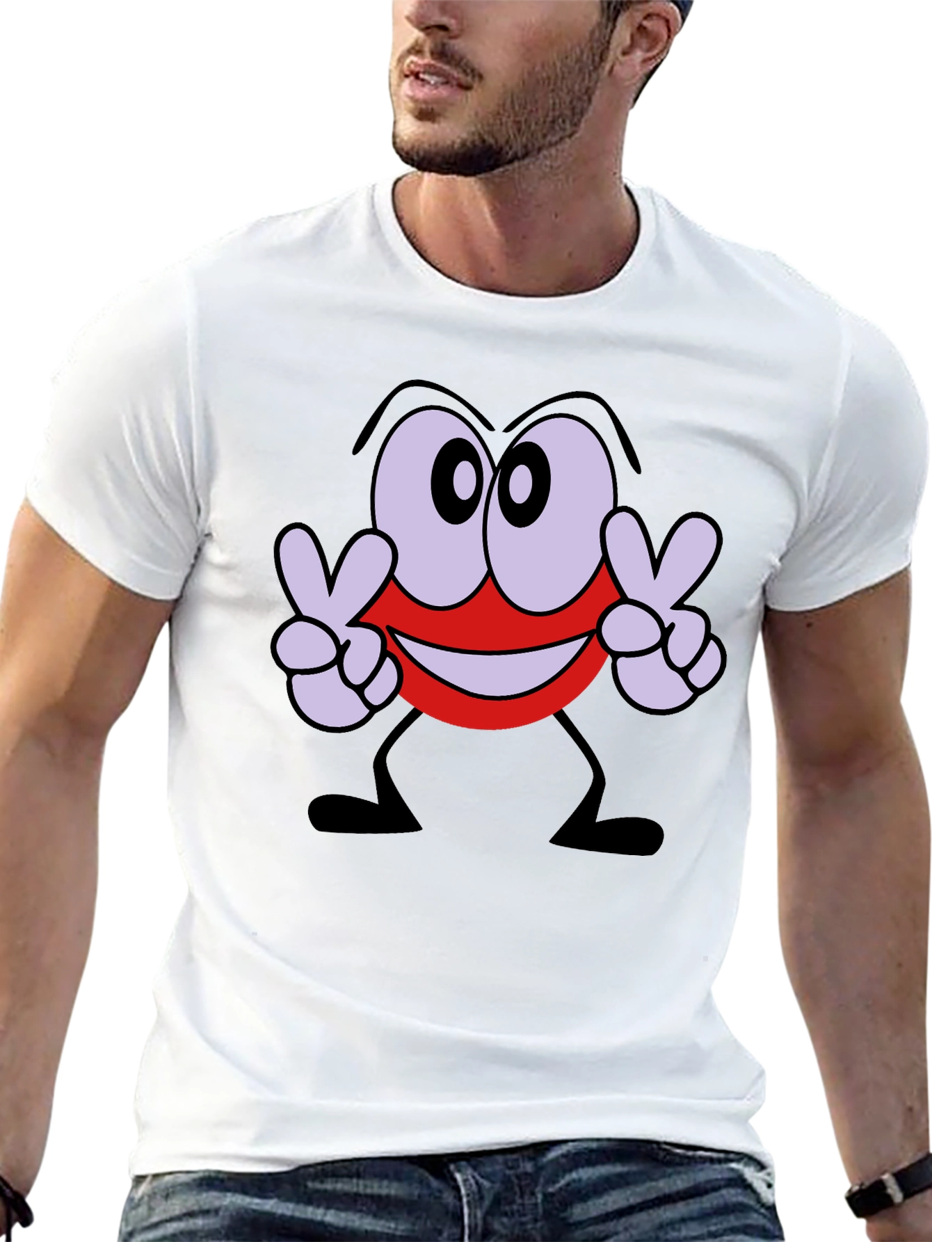 Peace Sign Cartoon Graphic Black T-Shirt