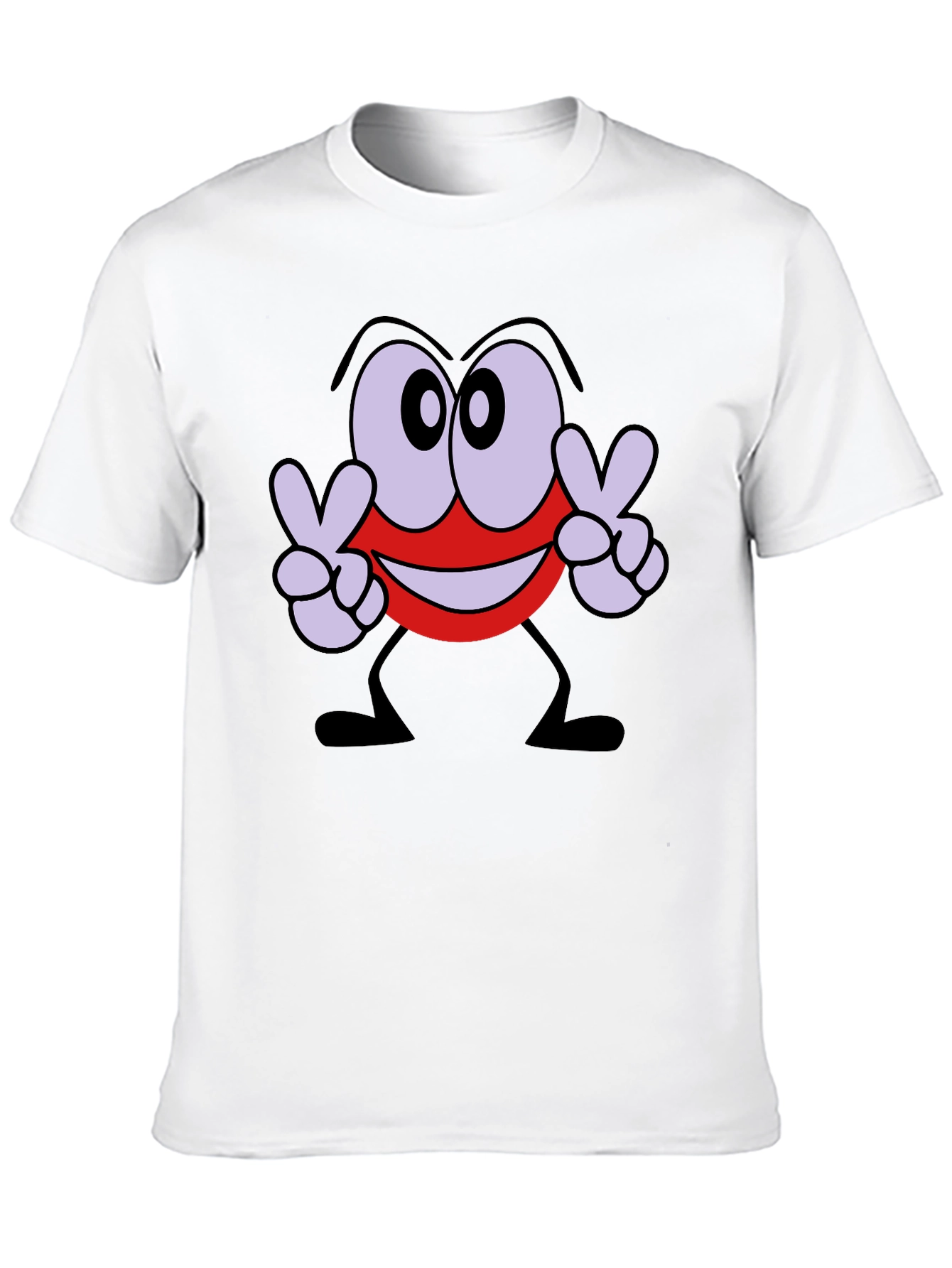 Peace Sign Cartoon Graphic Black T-Shirt