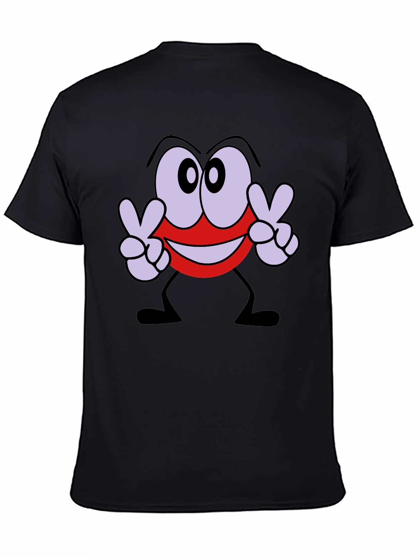 Peace Sign Cartoon Graphic Black T-Shirt