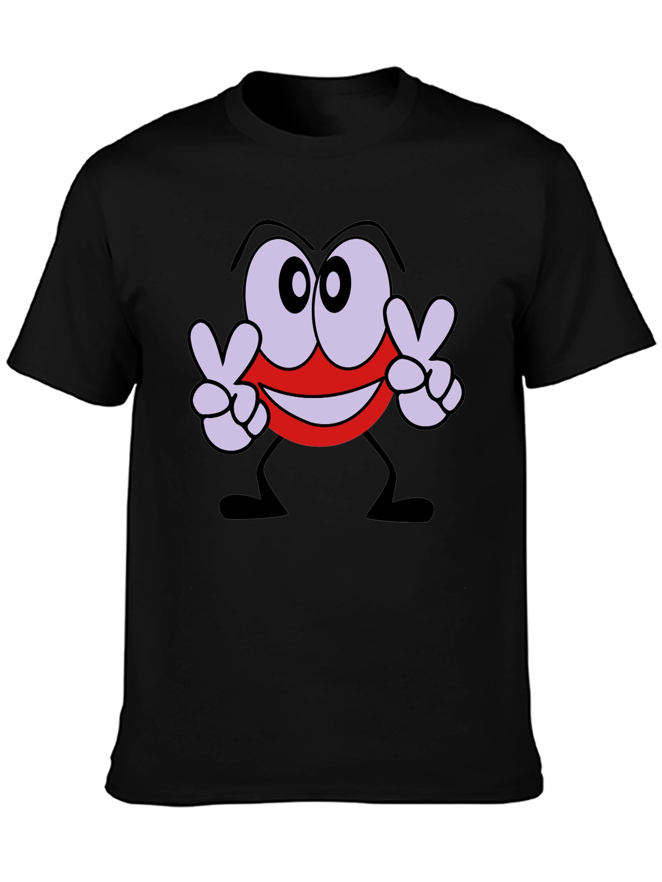 Peace Sign Cartoon Graphic Black T-Shirt