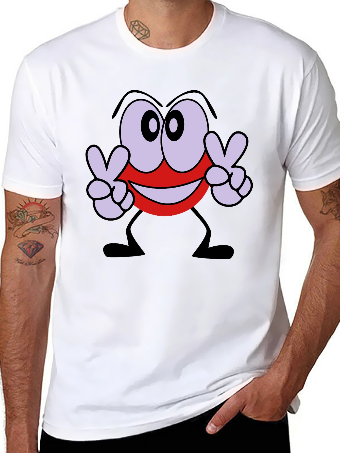 Peace Sign Cartoon Graphic Black T-Shirt