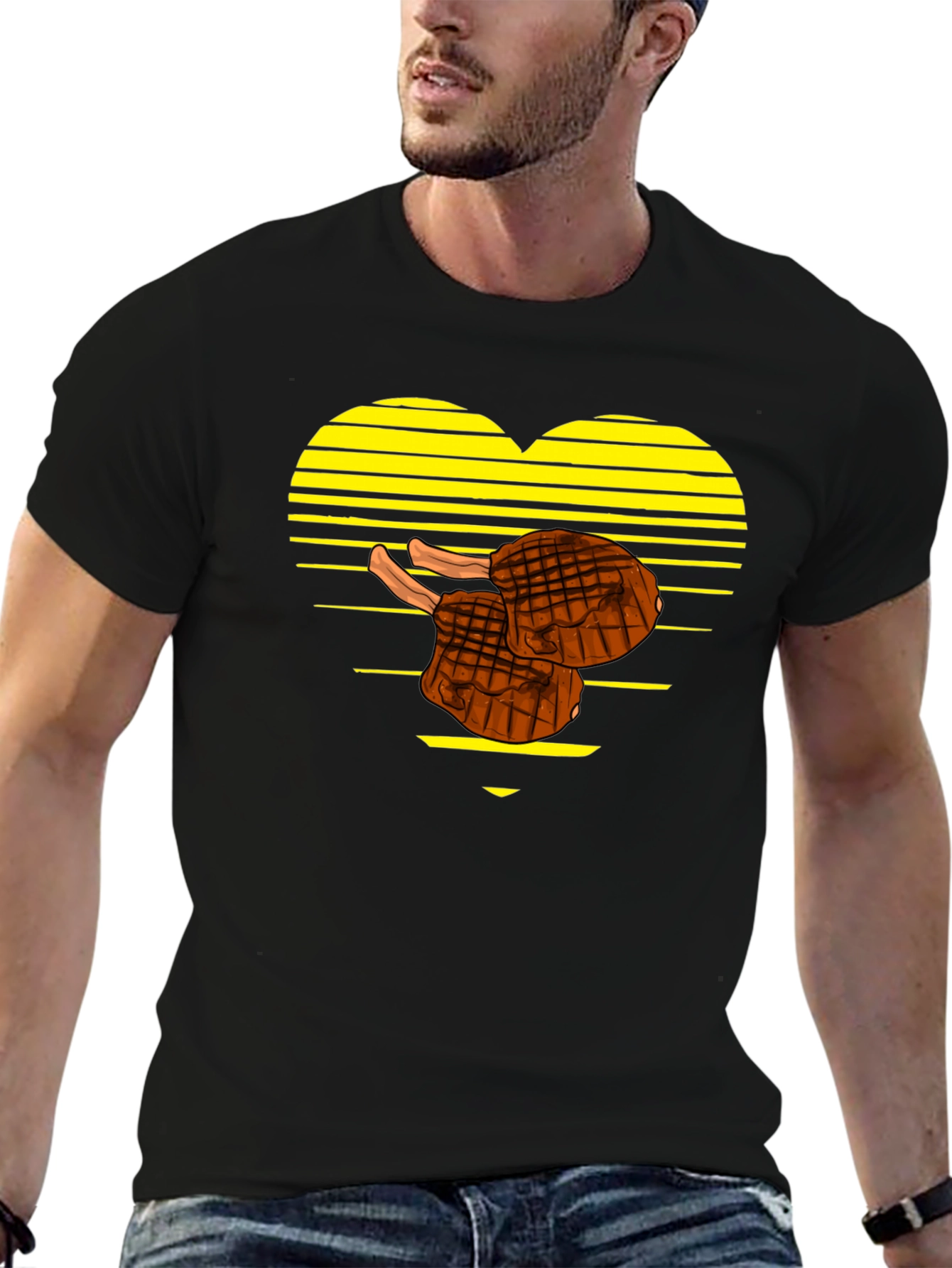 Steak Lover Heart T-Shirt - BBQ Grill Master Tee