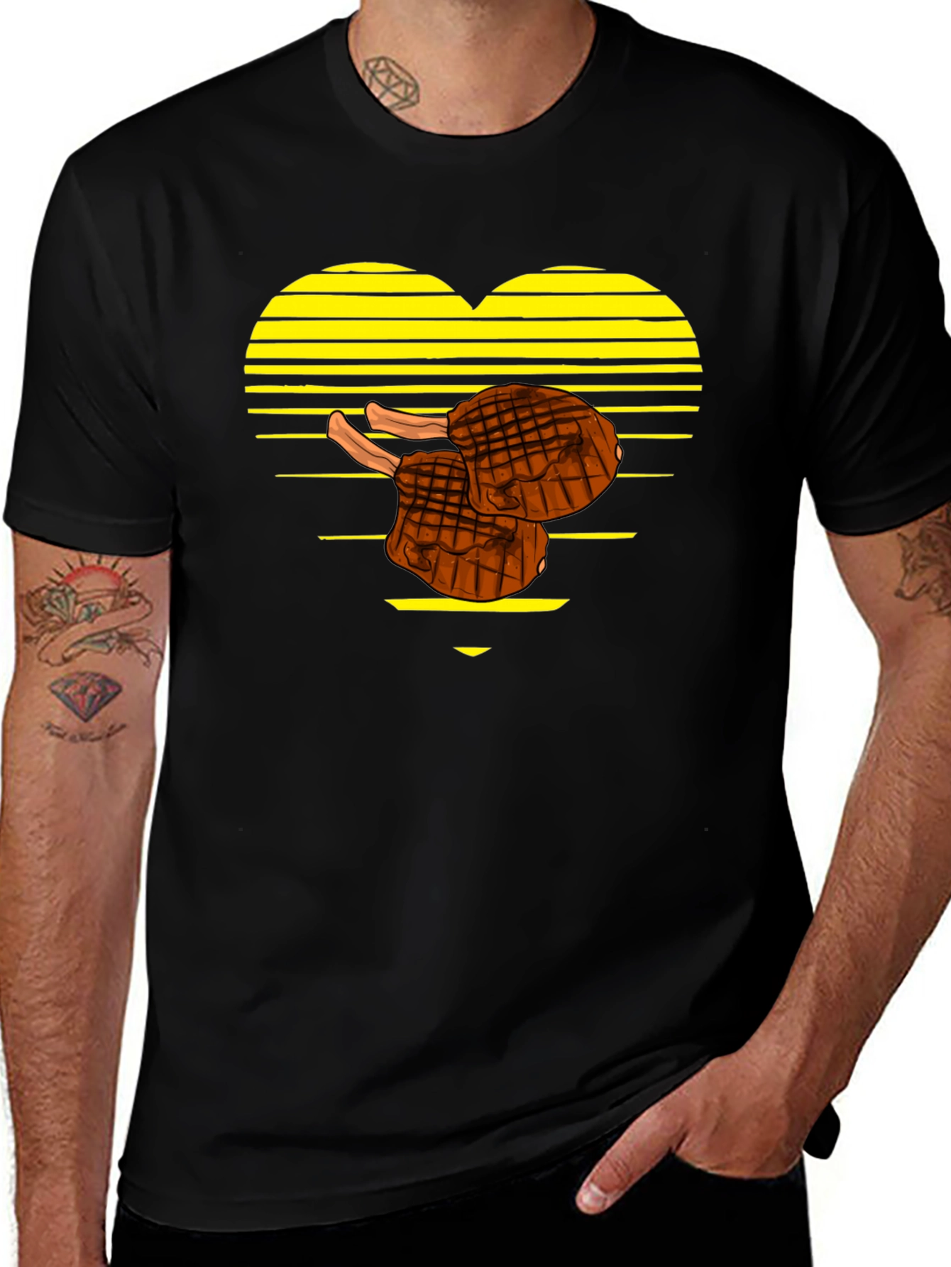 Steak Lover Heart T-Shirt - BBQ Grill Master Tee