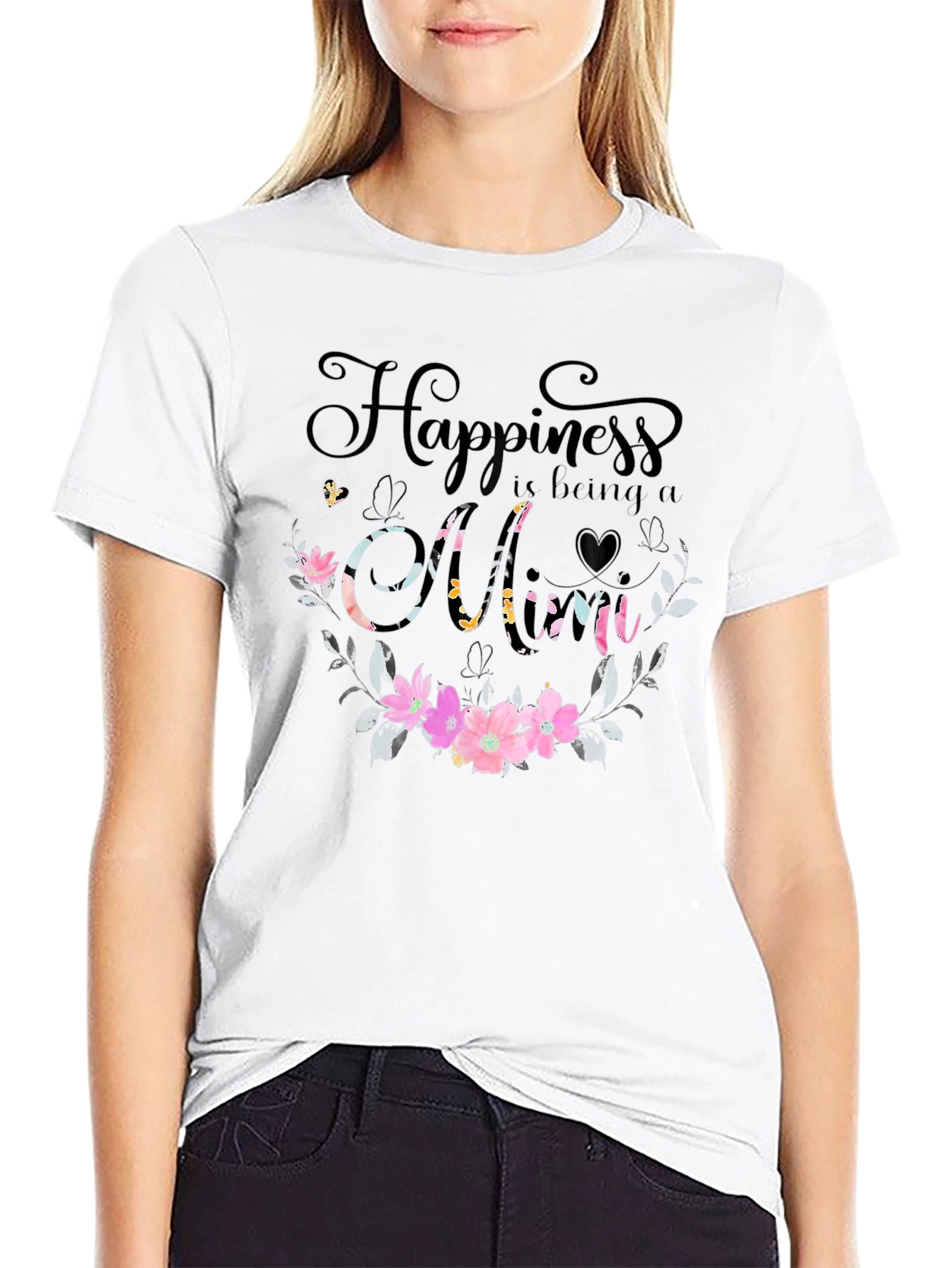 Happiness is Being a Mom Floral T-Shirt