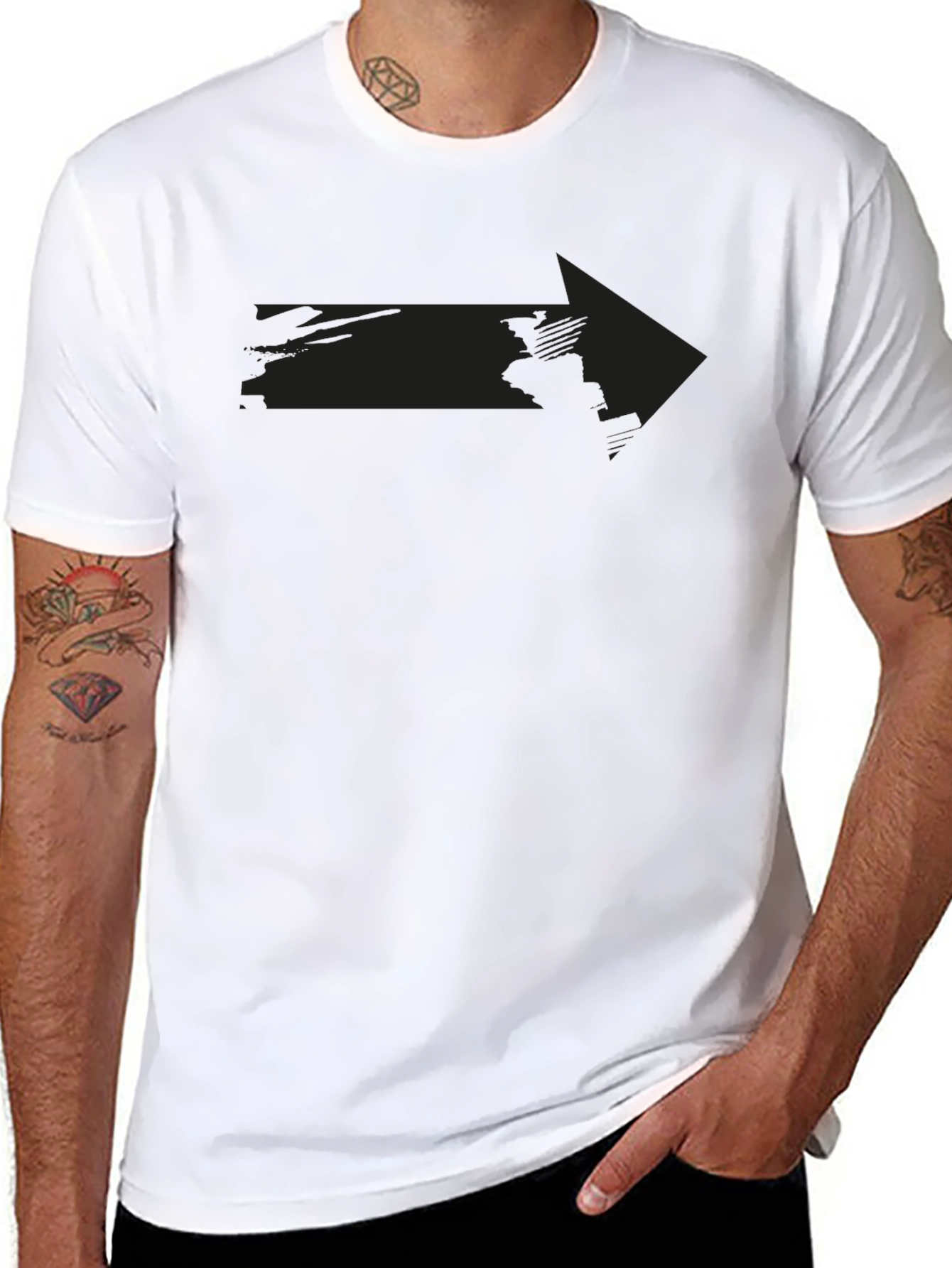 Mens Black Arrow Graphic Tee - Casual Style