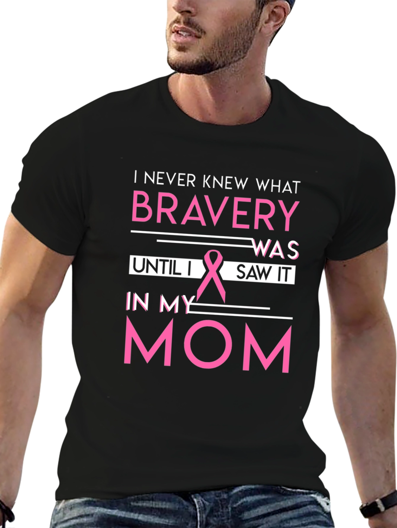 Bravery Breast Cancer Awareness Black T-Shirt