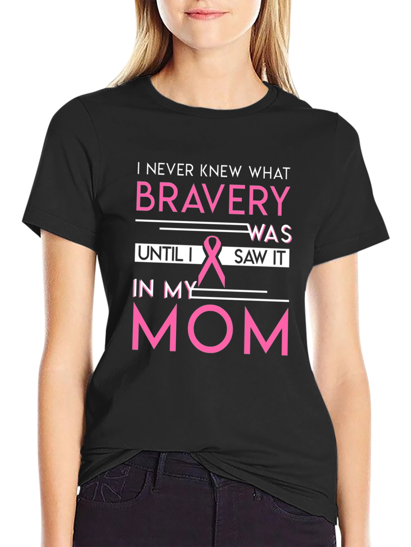 Bravery Breast Cancer Awareness Black T-Shirt