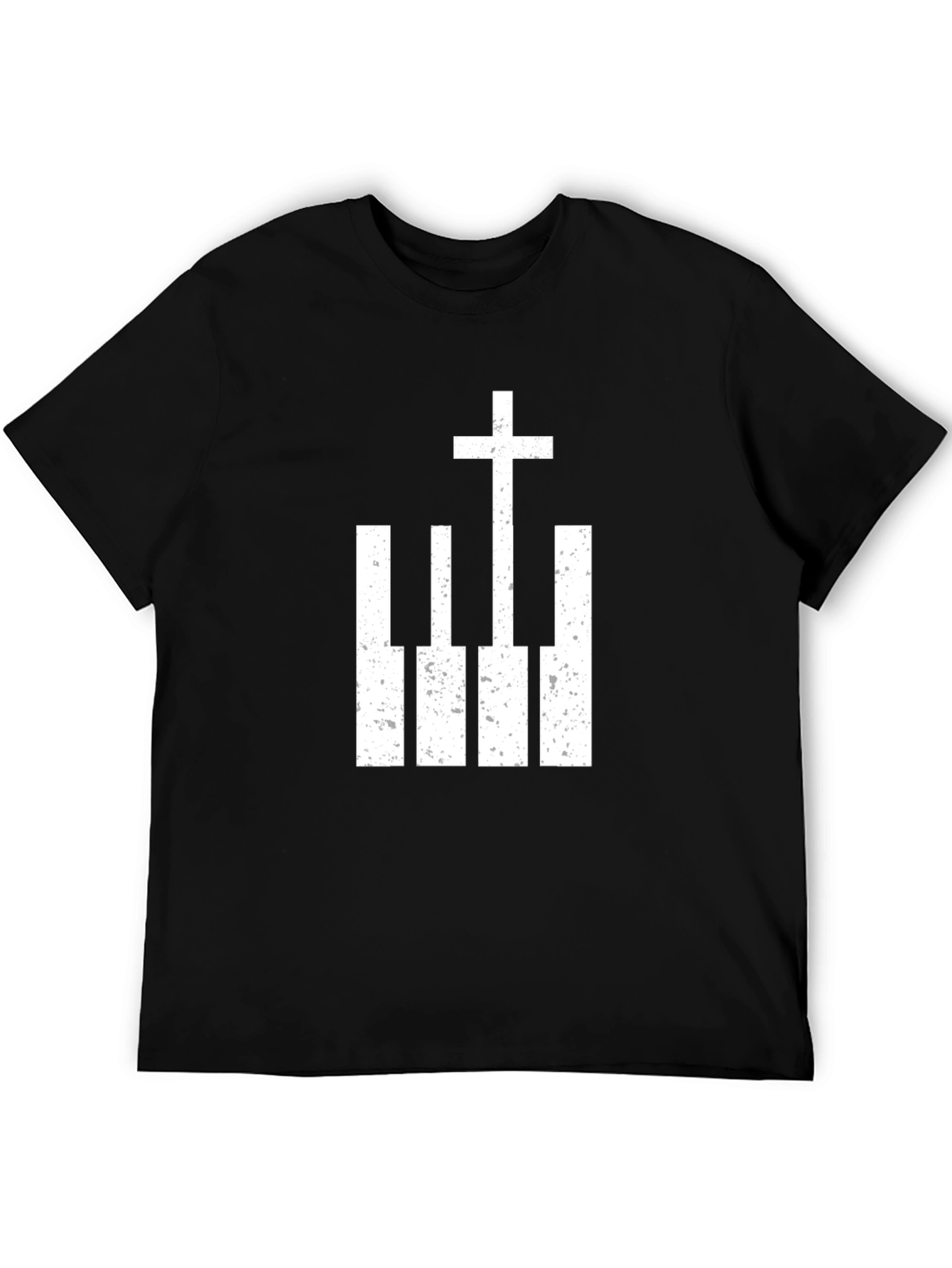Piano Cross Graphic Tee - Black Christian T-Shirt