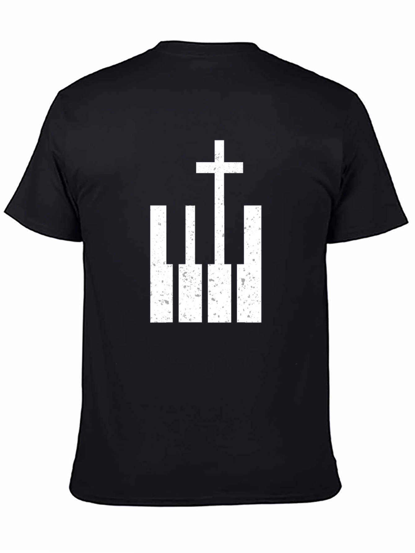 Piano Cross Graphic Tee - Black Christian T-Shirt