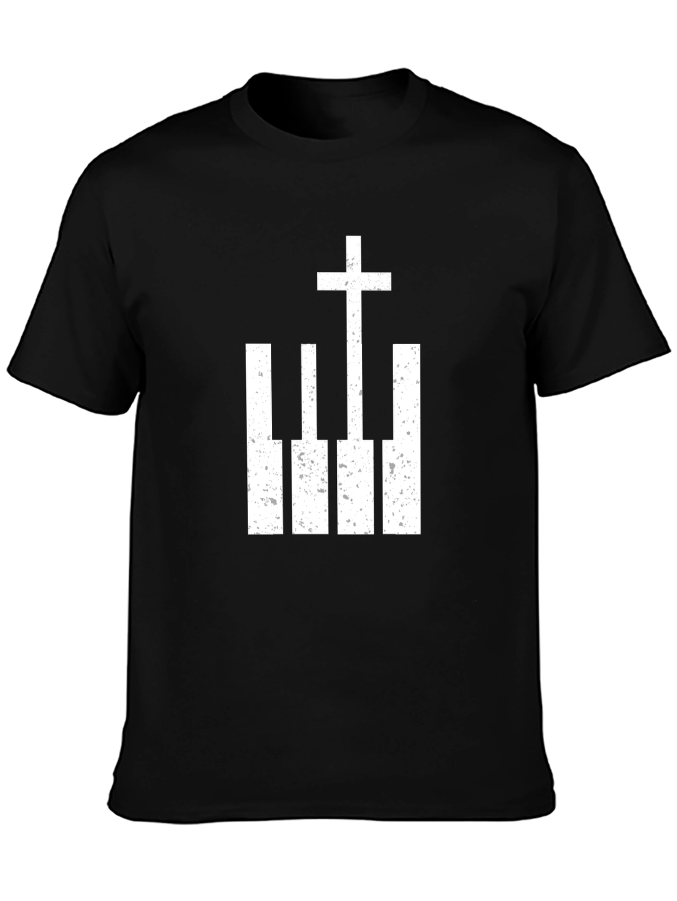 Piano Cross Graphic Tee - Black Christian T-Shirt