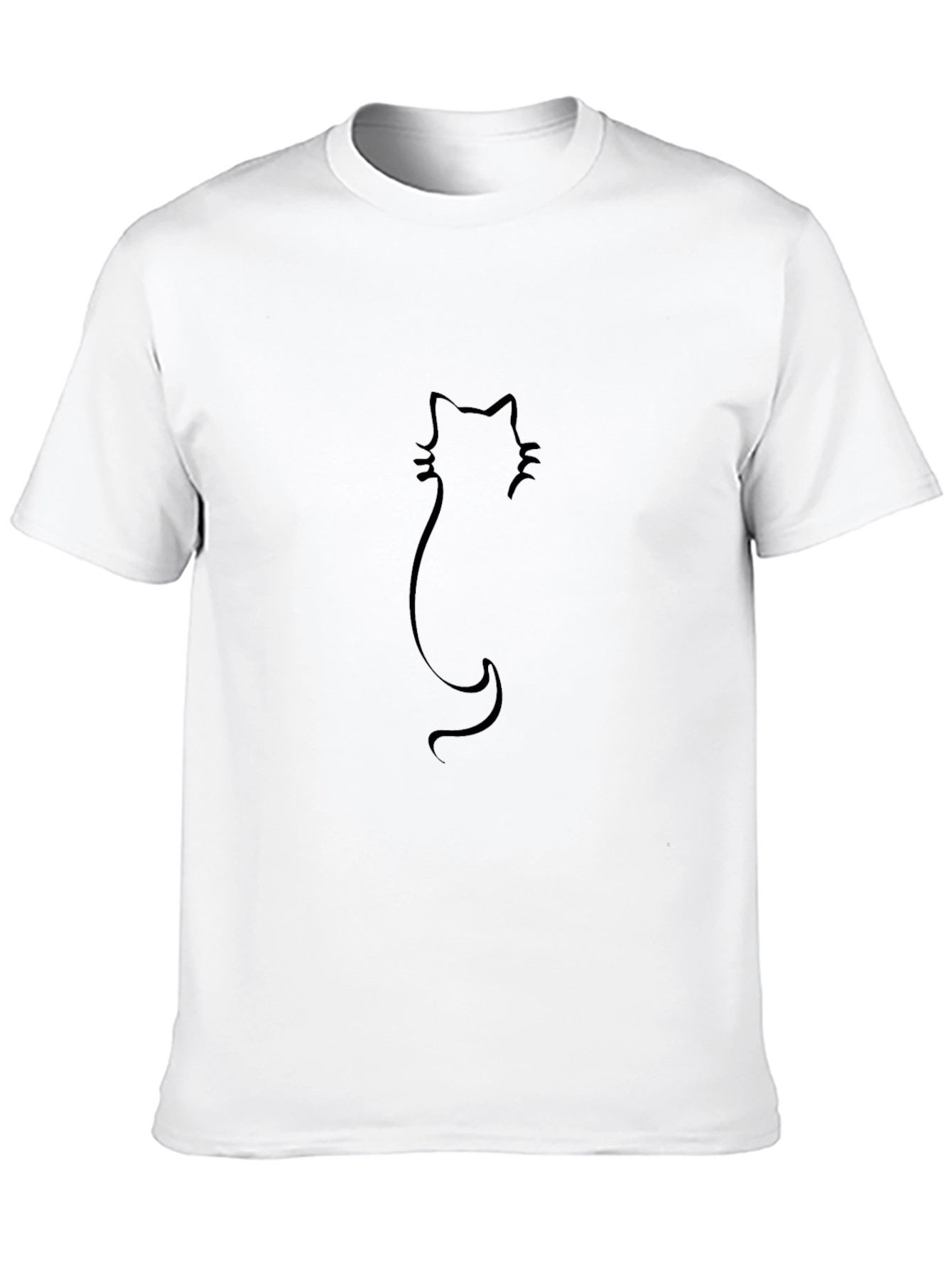 Minimalist Cat Silhouette Black T-Shirt