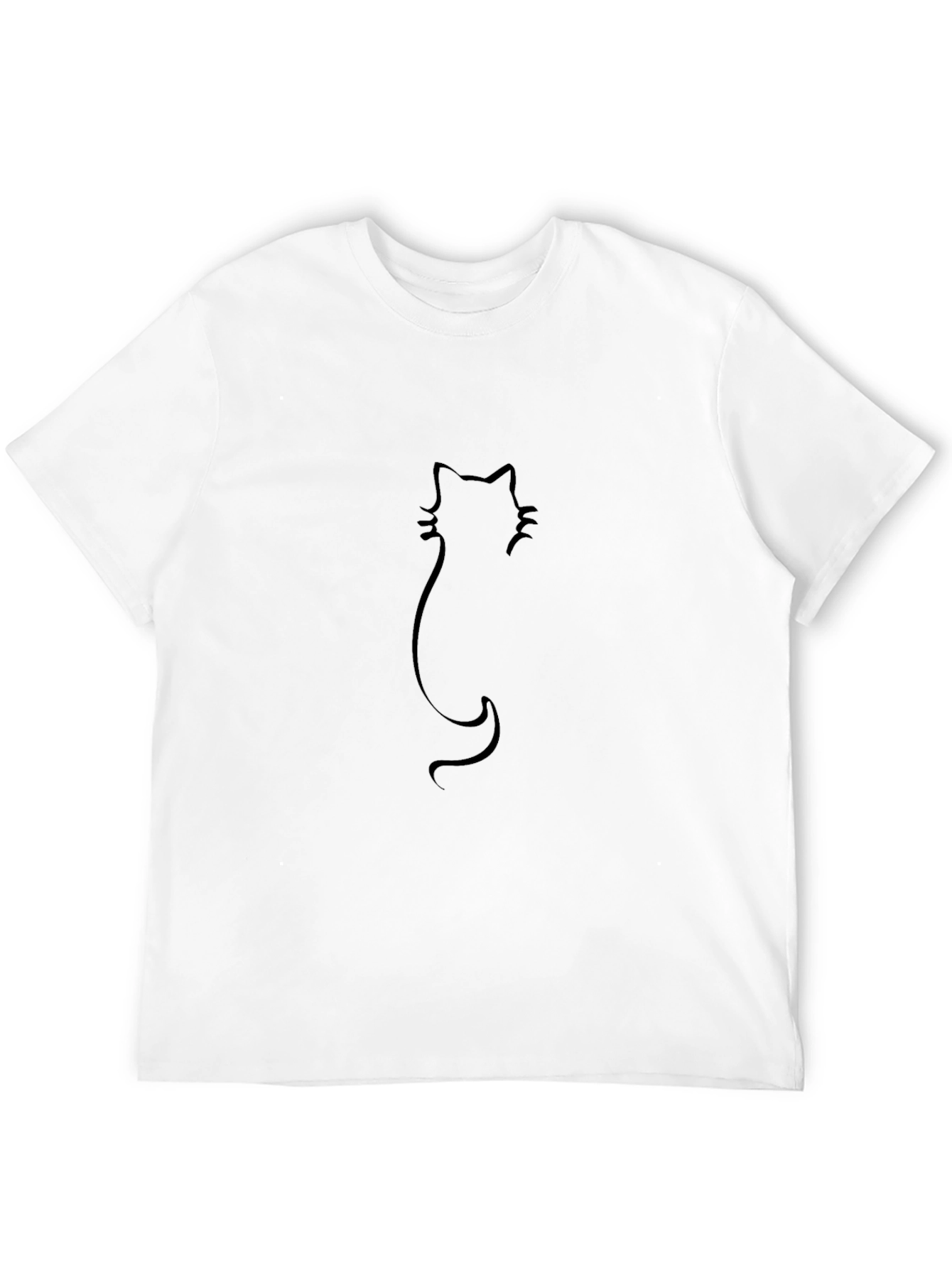 Minimalist Cat Silhouette Black T-Shirt