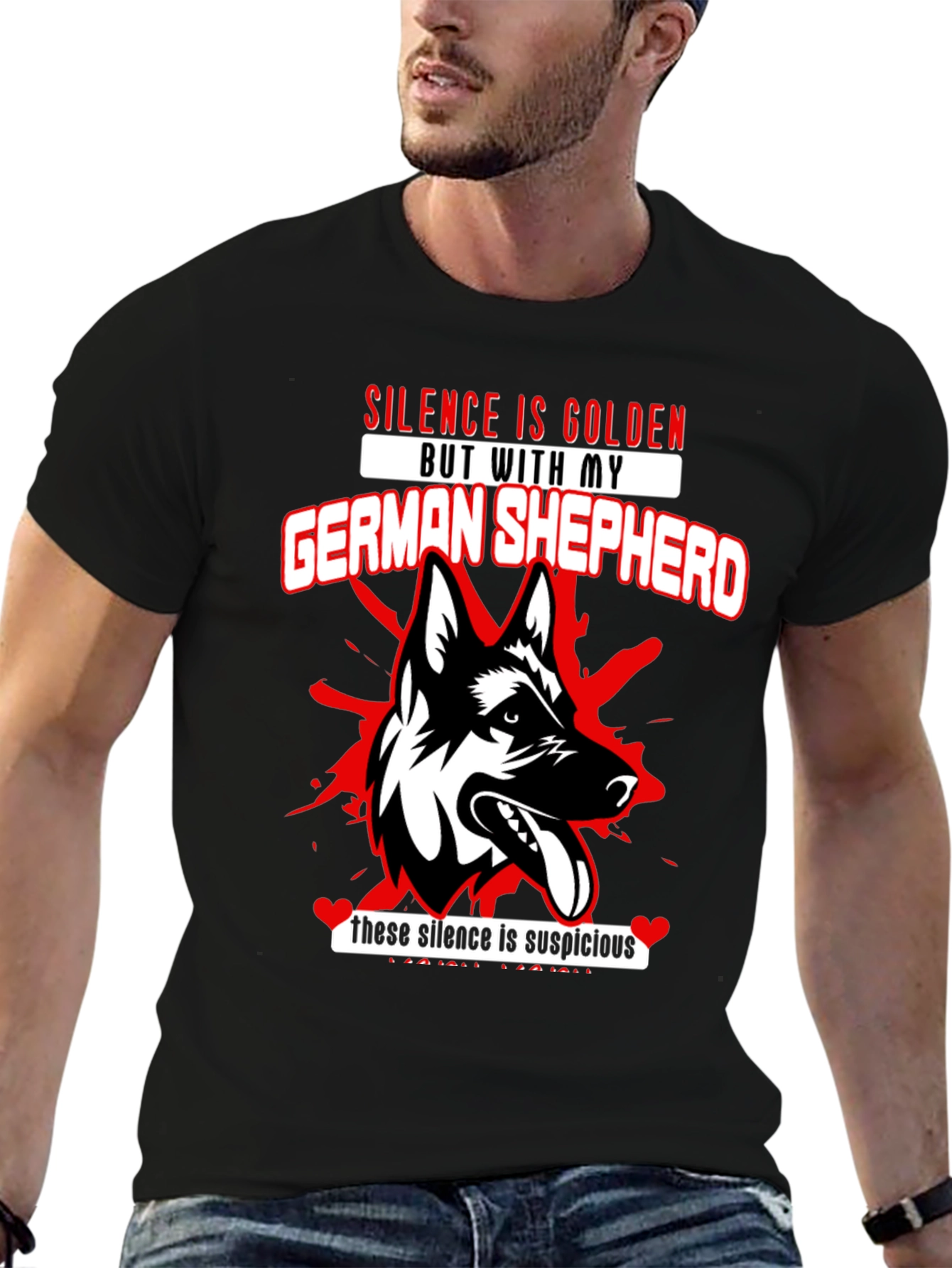 German Shepherd Silence Graphic T-Shirt