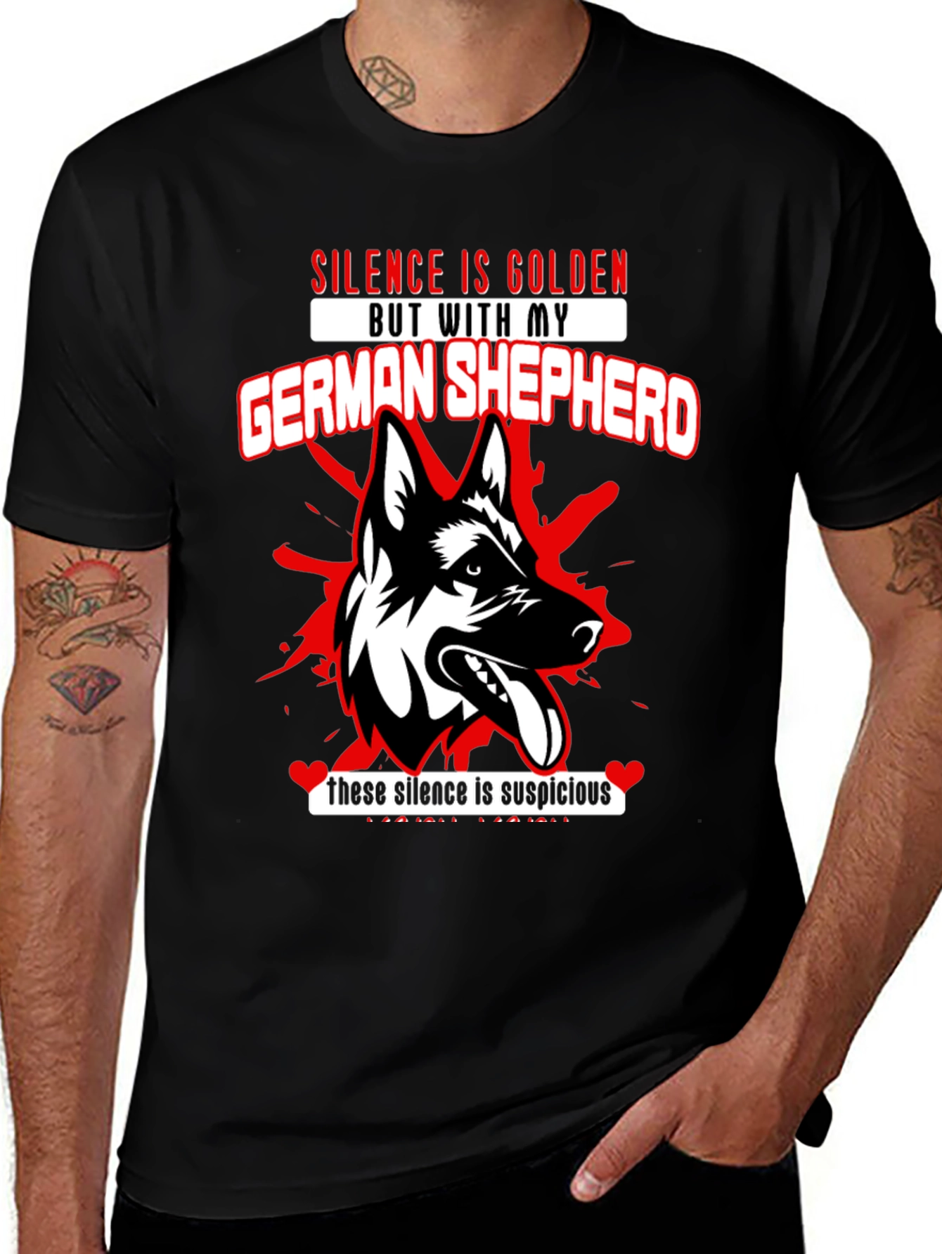 German Shepherd Silence Graphic T-Shirt