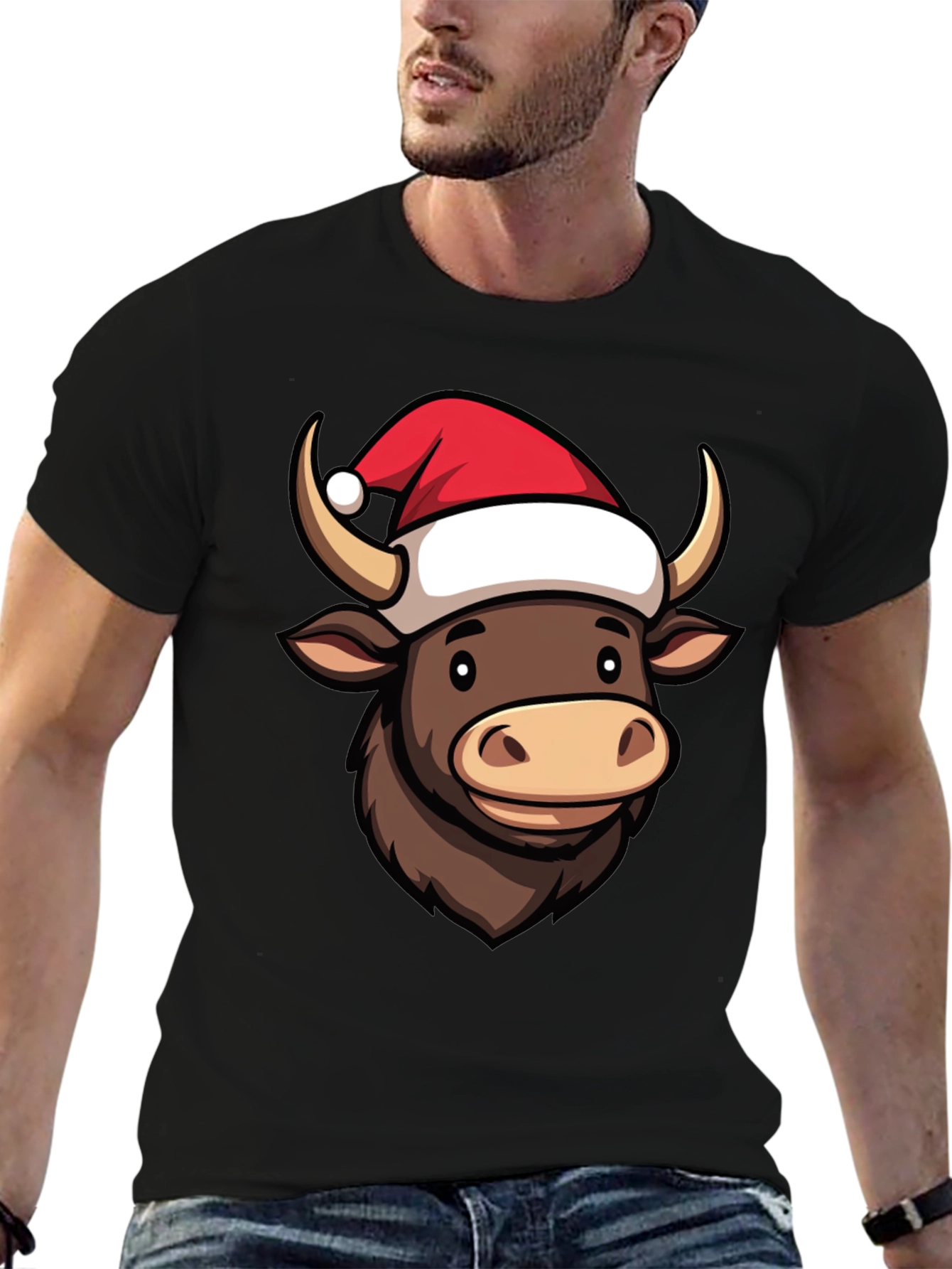 Festive Bull T-Shirt: Holiday Cheer