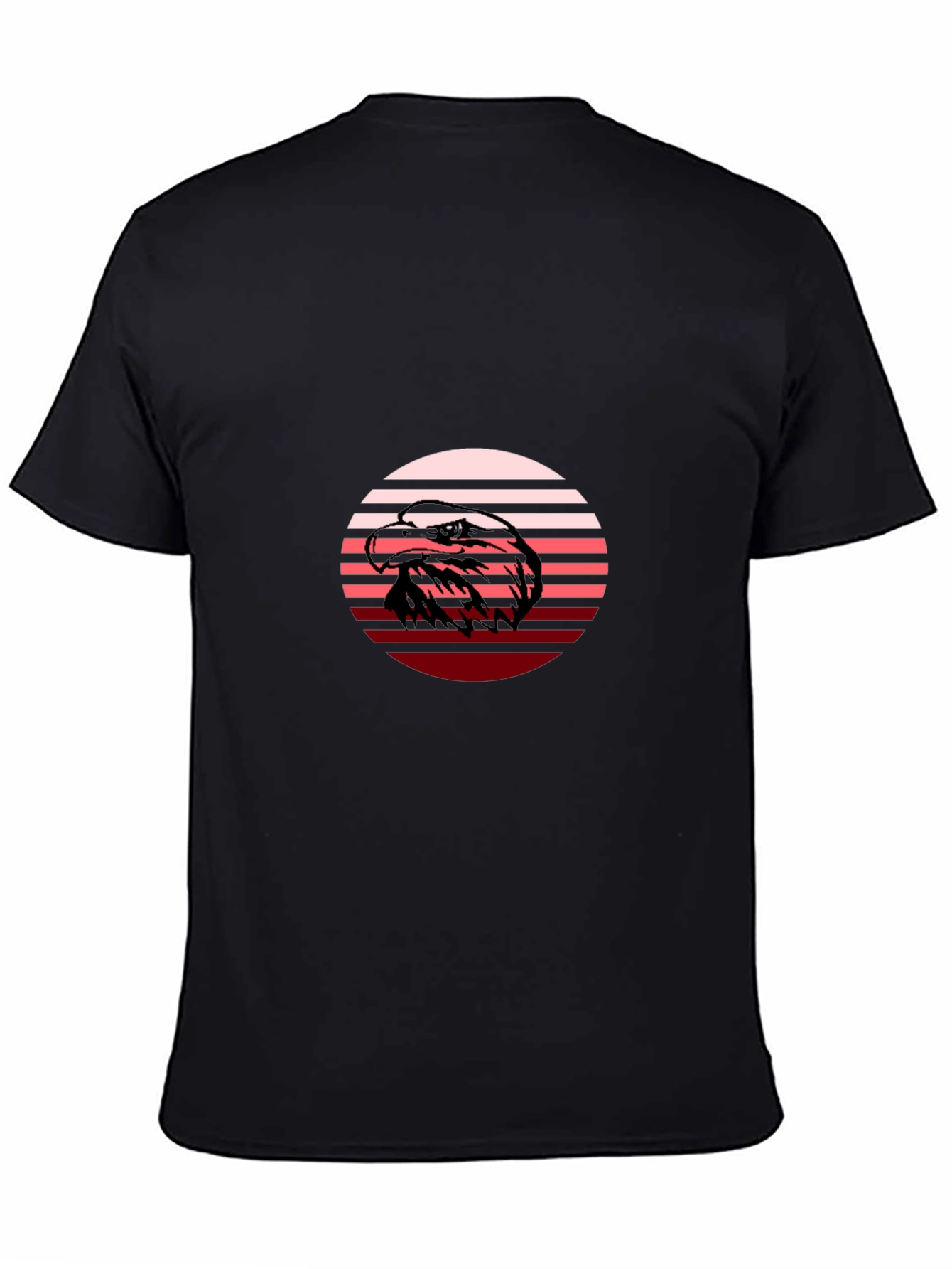 Retro Eagle Graphic Tee - Black Crew Neck Shirt
