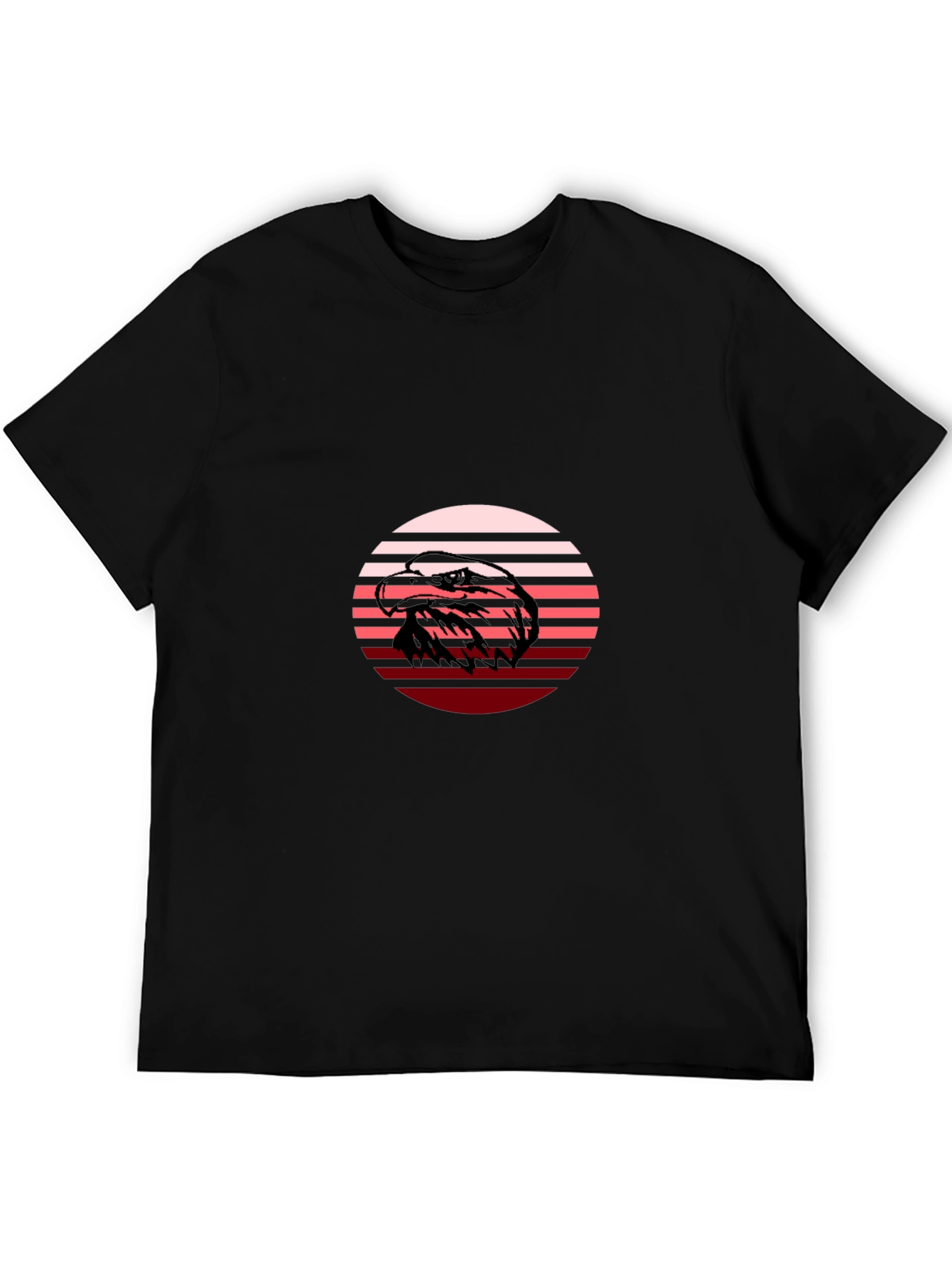 Retro Eagle Graphic Tee - Black Crew Neck Shirt