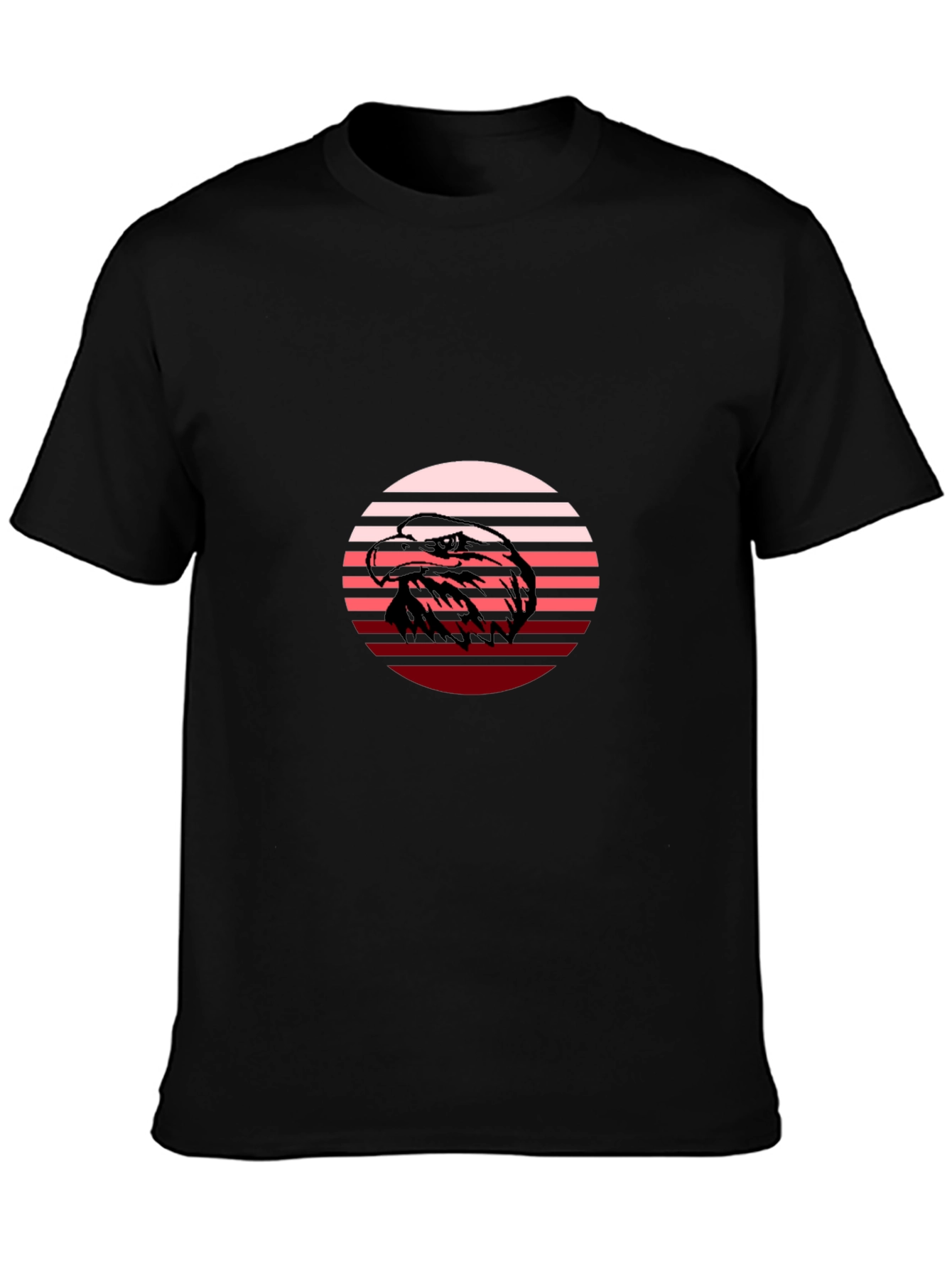 Retro Eagle Graphic Tee - Black Crew Neck Shirt
