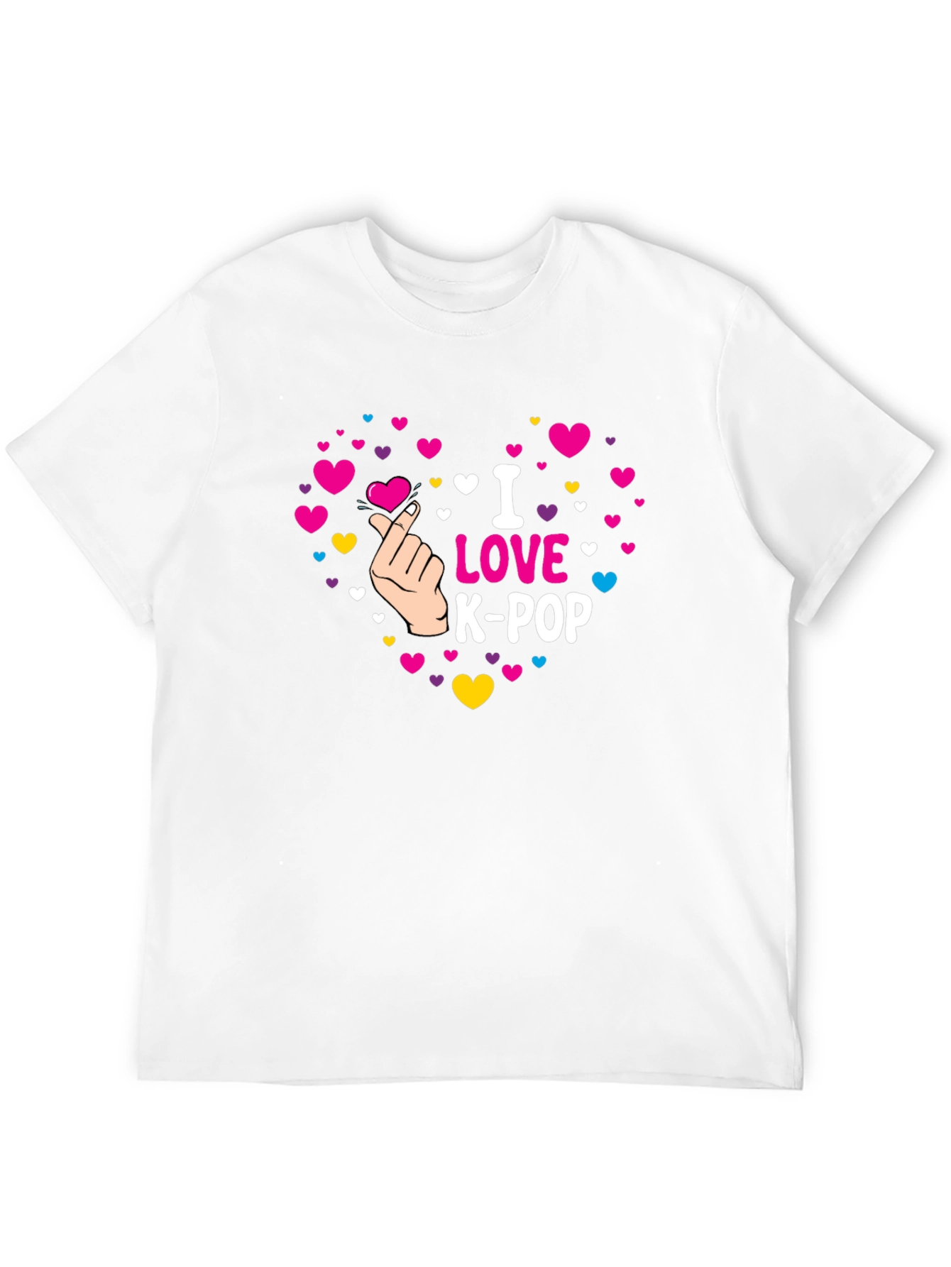 I Love K-Pop Heart Graphic Black T-Shirt