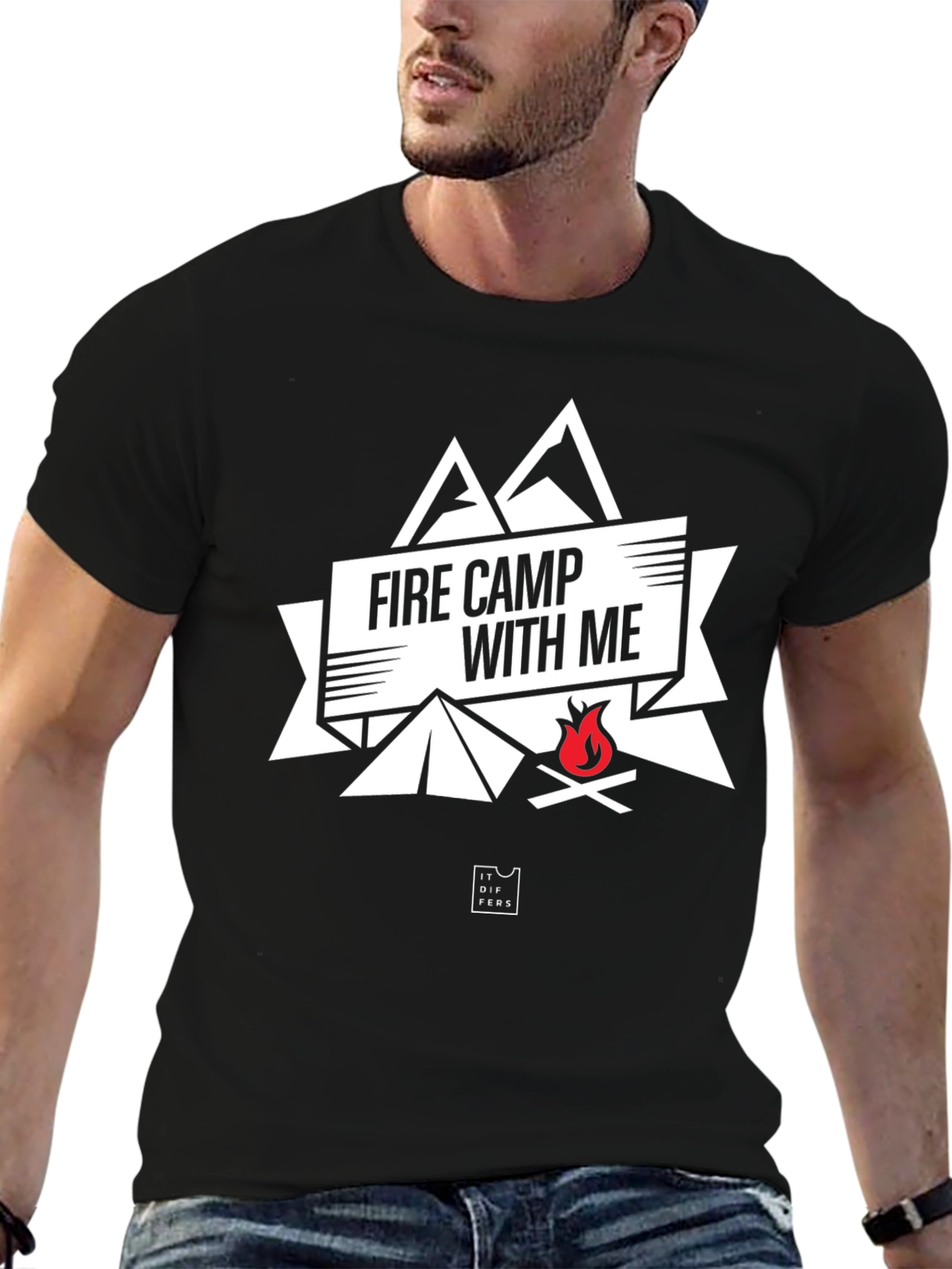 Fire Camp With Me Black Graphic Tee