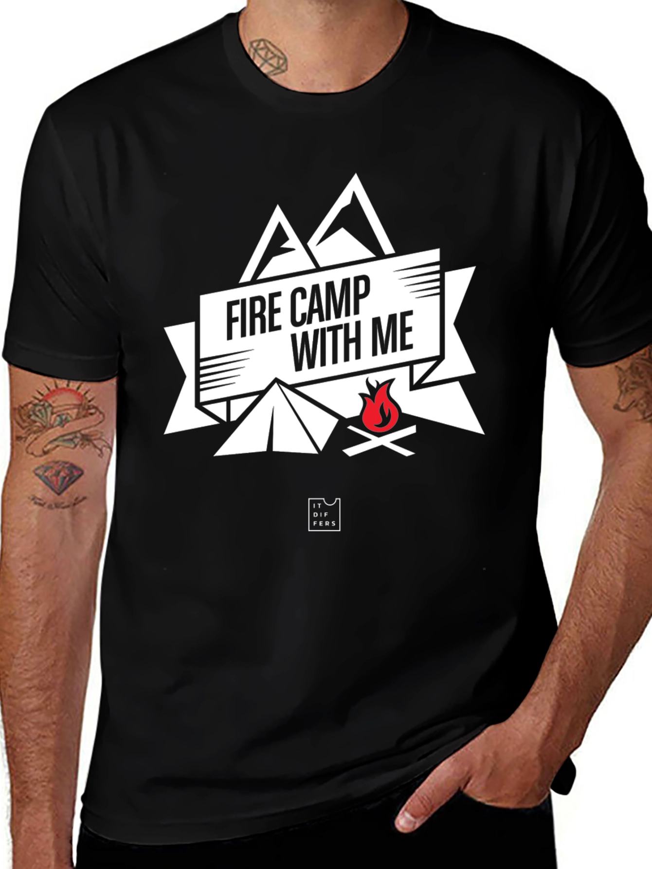 Fire Camp With Me Black Graphic Tee