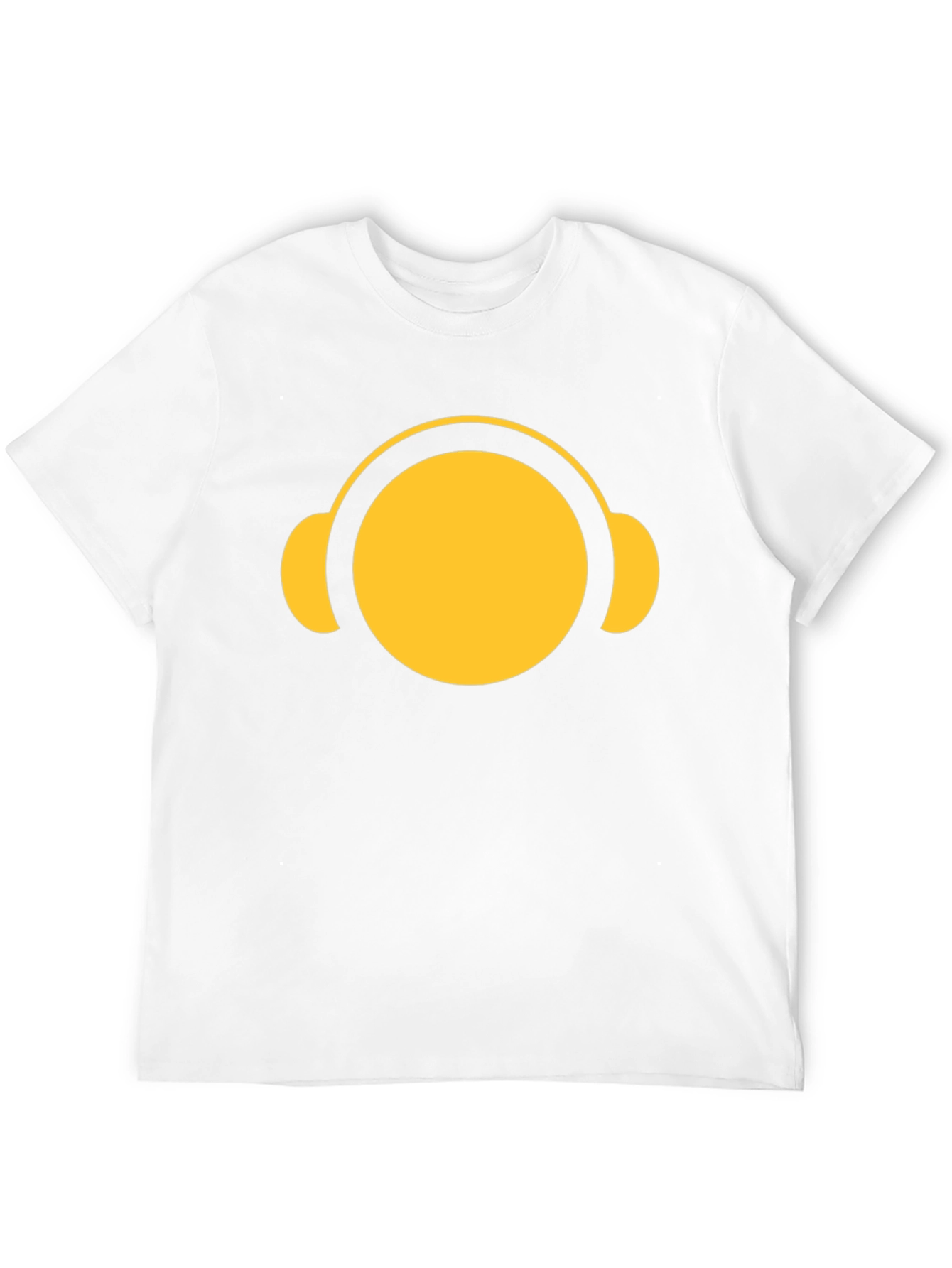 Yellow Headphone Graphic Tee - Casual Black T-Shirt