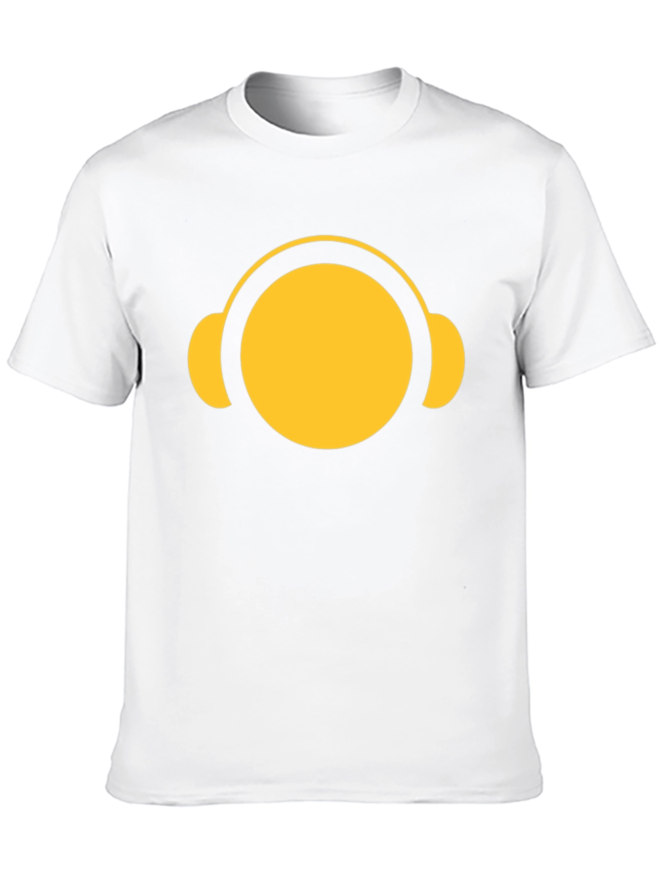 Yellow Headphone Graphic Tee - Casual Black T-Shirt