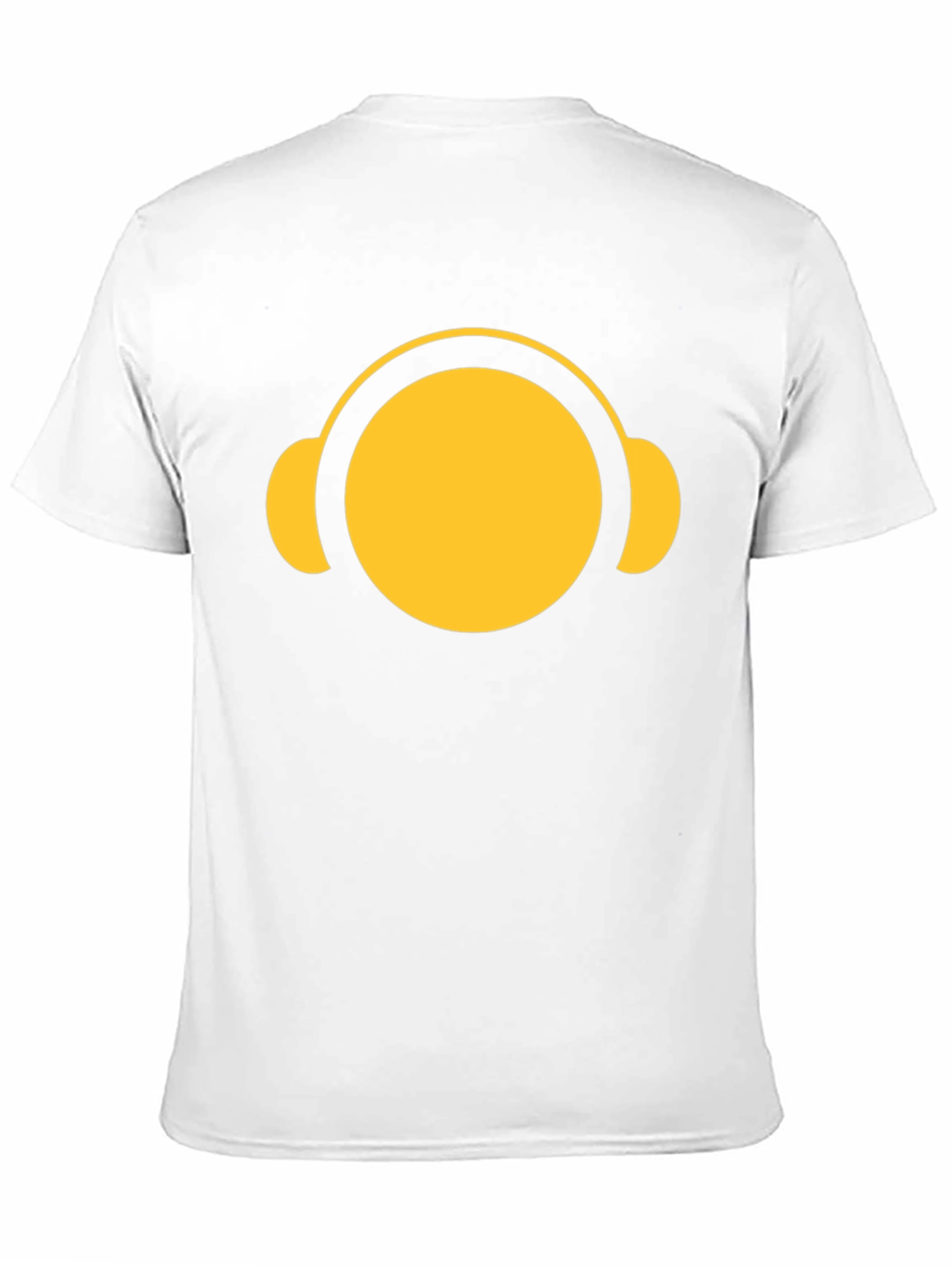 Yellow Headphone Graphic Tee - Casual Black T-Shirt