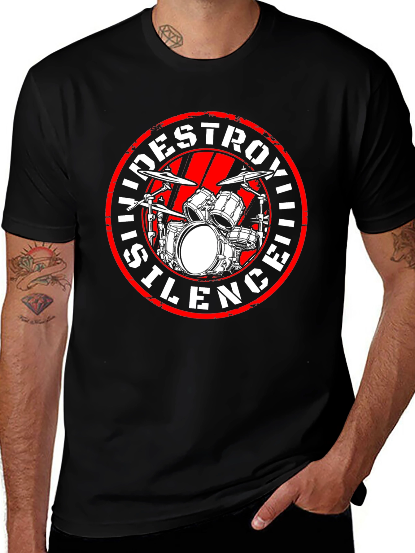 Destroy Silence Drum Kit T-Shirt - Black