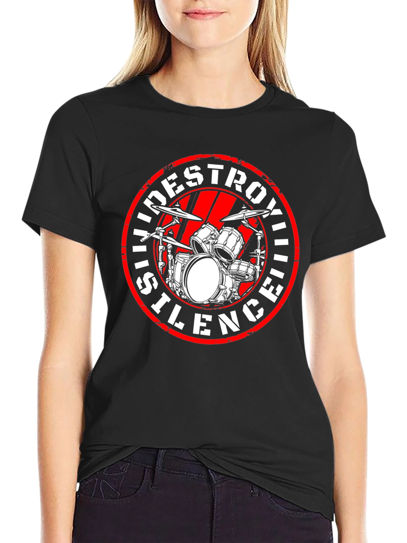 Destroy Silence Drum Kit T-Shirt - Black