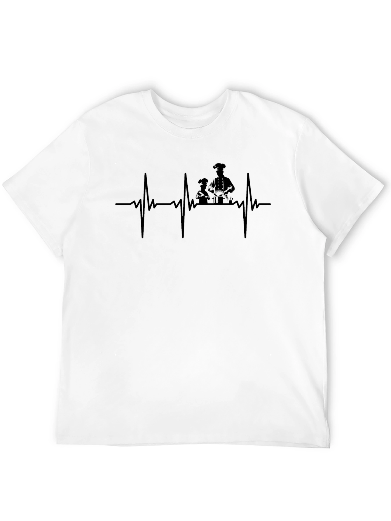 Chef Heartbeat T-Shirt - Black Cotton Crew Neck
