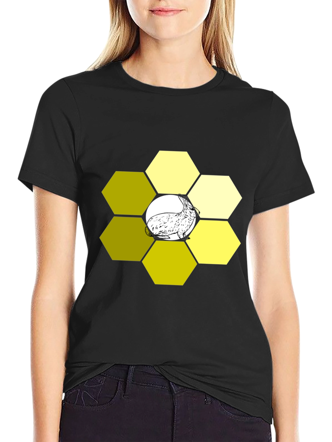 Honeycomb Rabbit Graphic Tee - Unique Design
