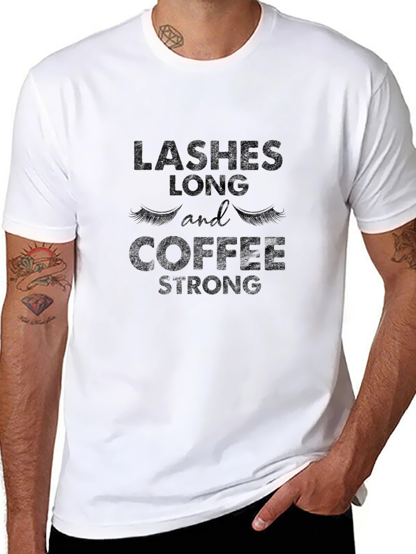 Lashes Long and Coffee Strong Graphic Tee