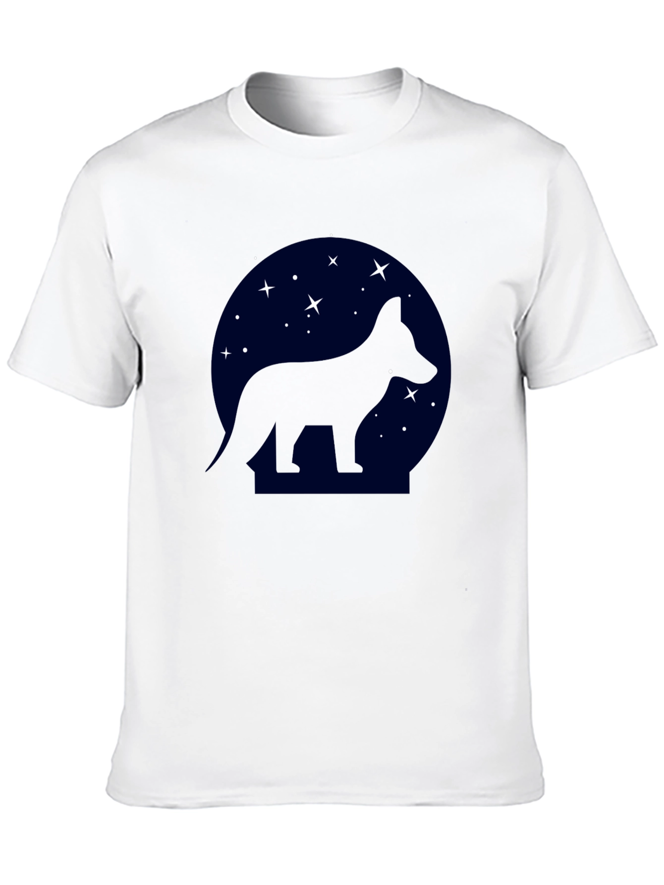 Starry Night Dog Silhouette Black T-Shirt