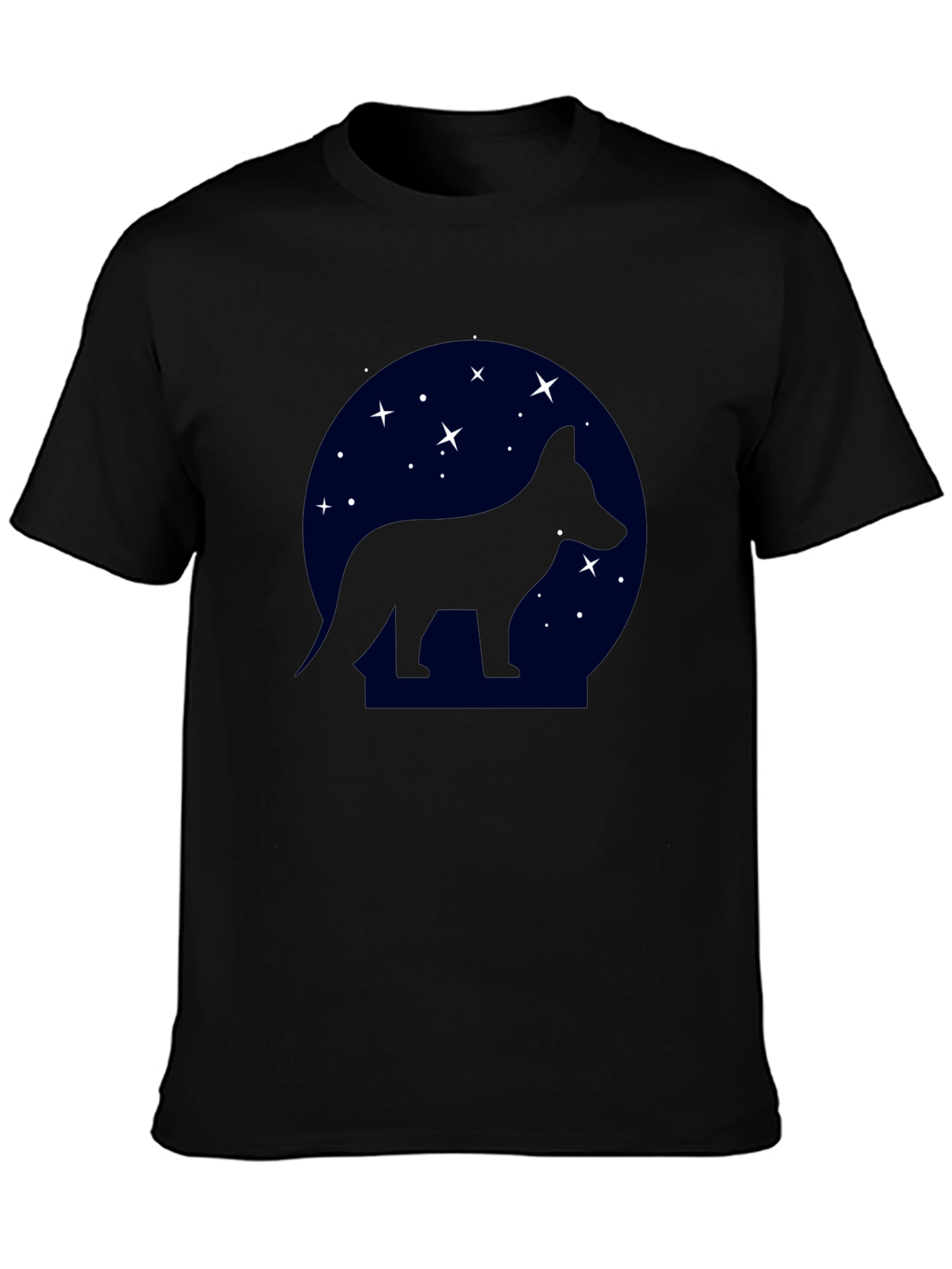 Starry Night Dog Silhouette Black T-Shirt